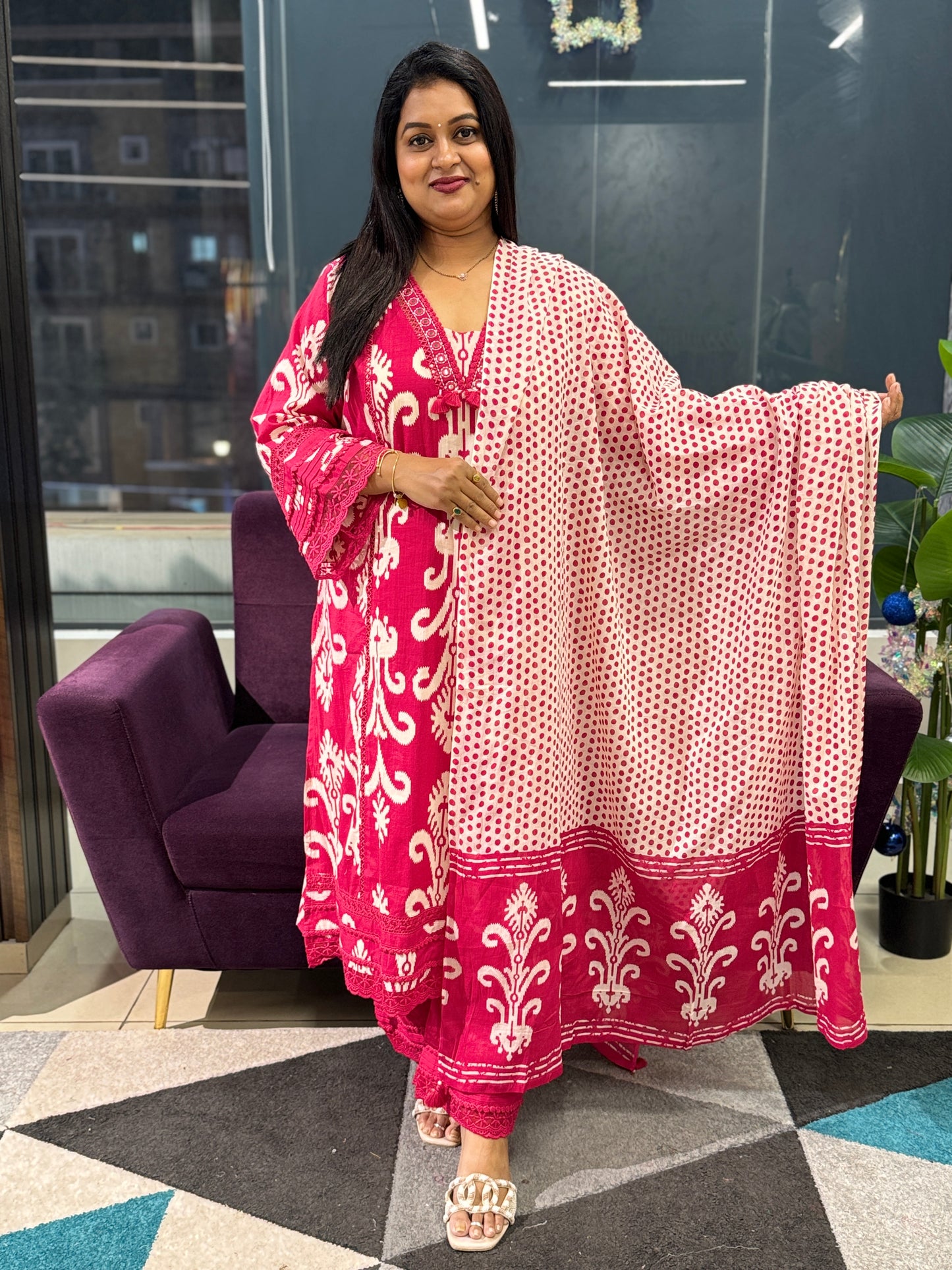 Pure cotton Lace work Suit set