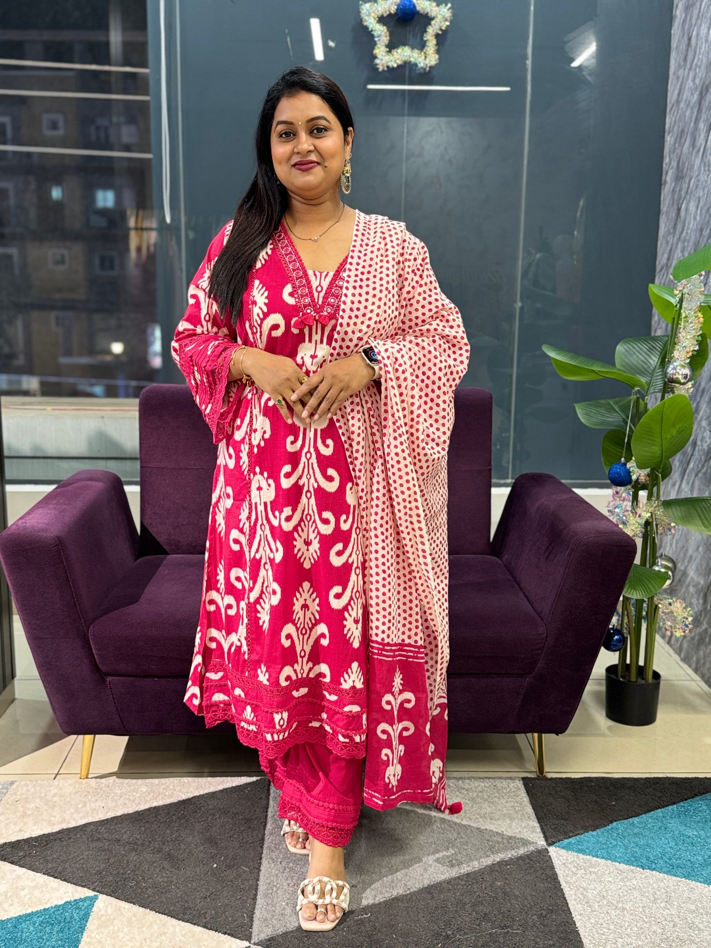 Pure cotton Lace work Suit set