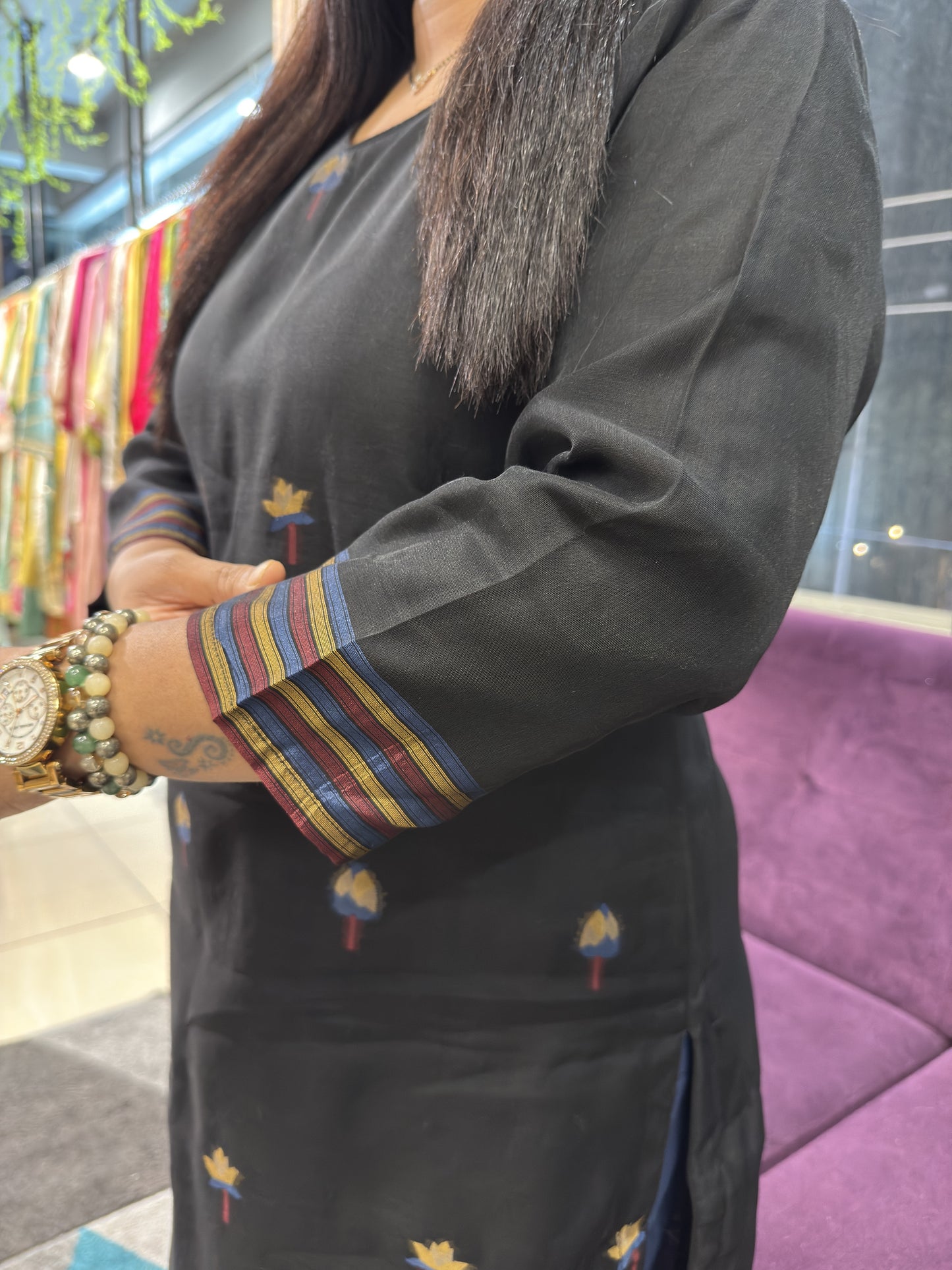 Pure jamdhani weaving Black Suit Set