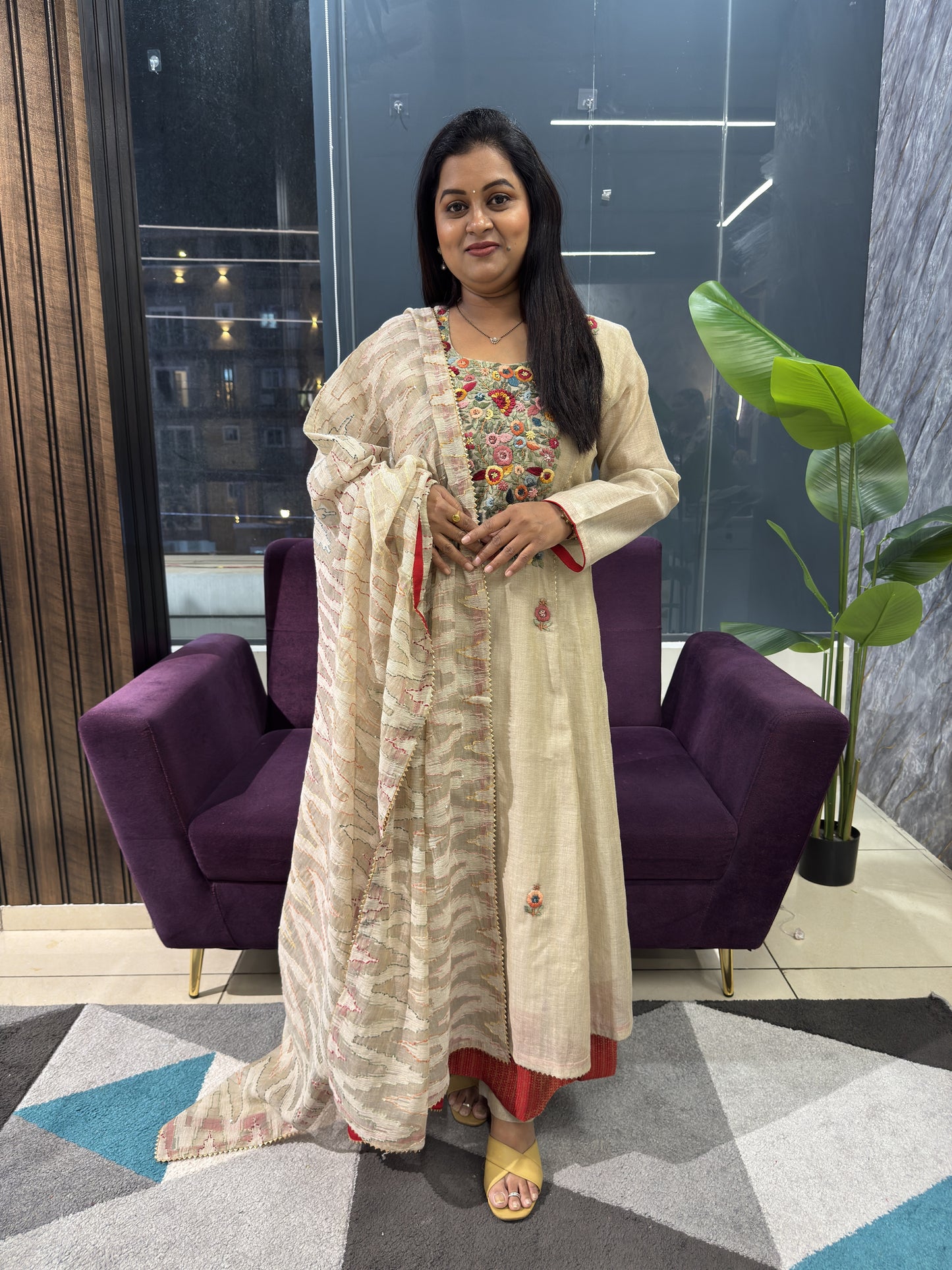 Premium Handloom Chanderi with Heavy work on Yoke