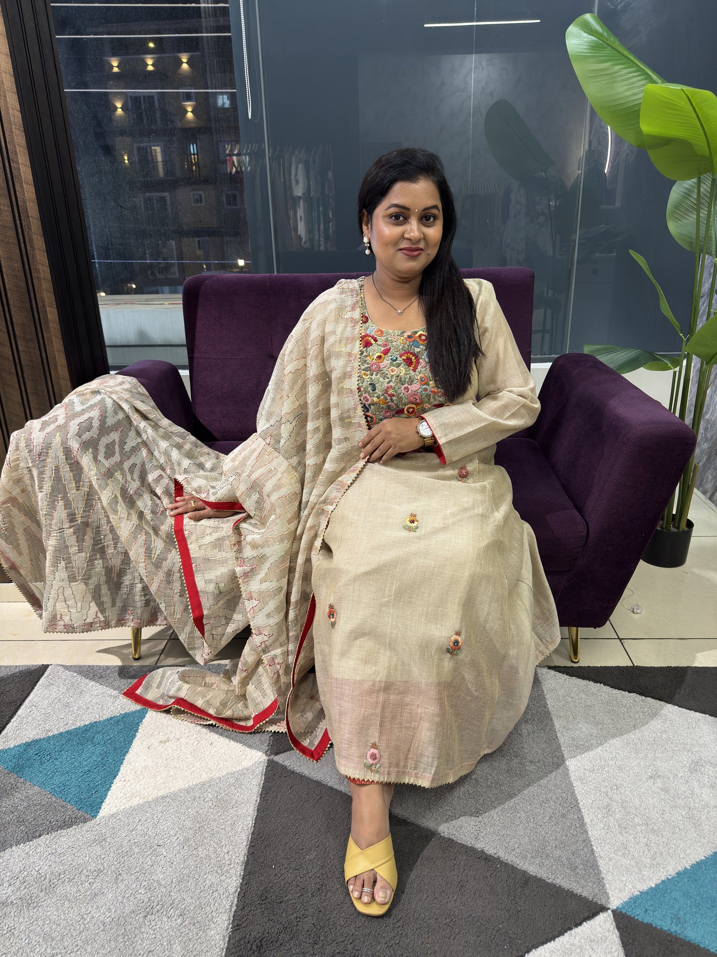 Premium Handloom Chanderi with Heavy work on Yoke