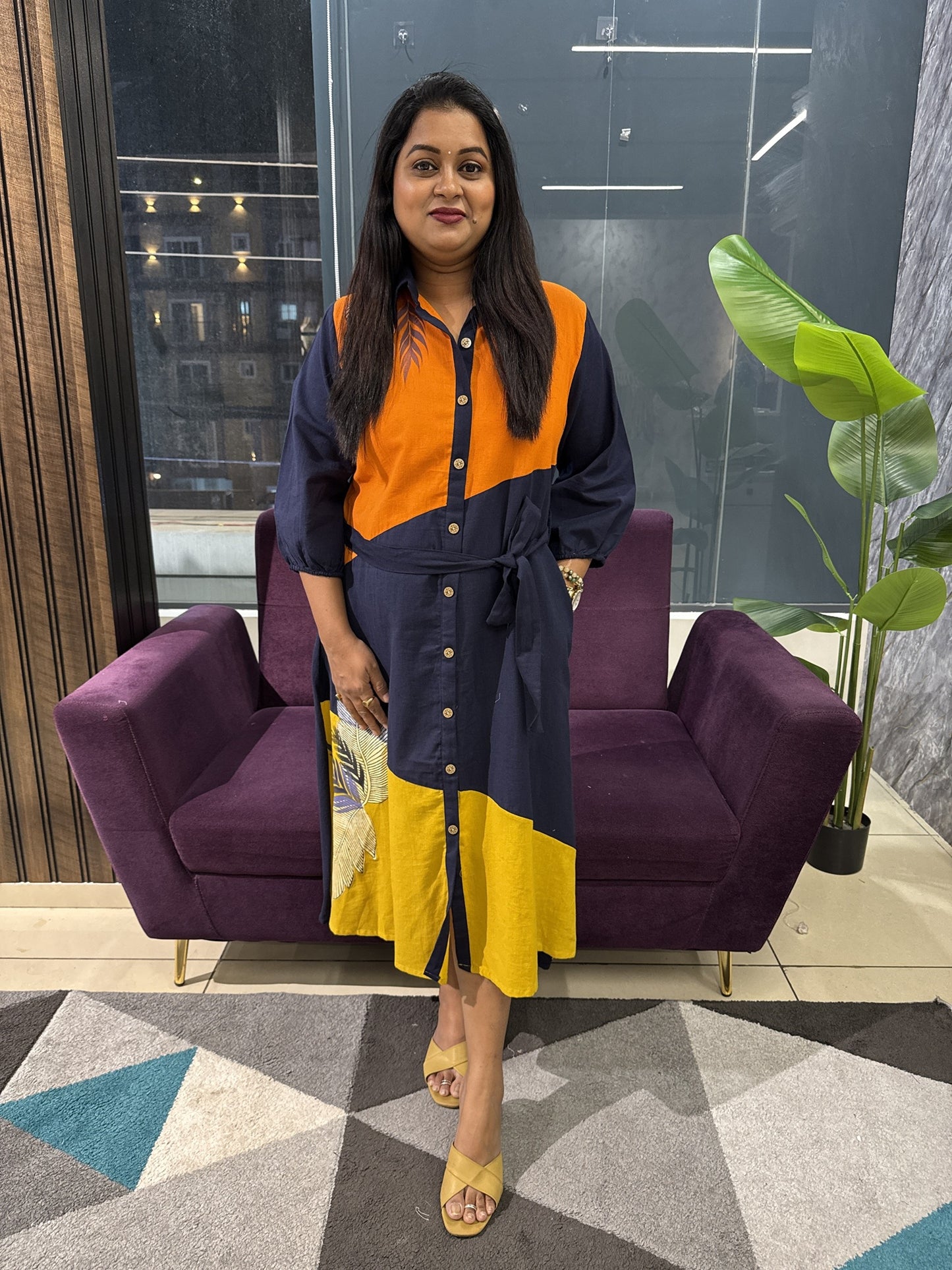 Multicolour frock with Hand paint