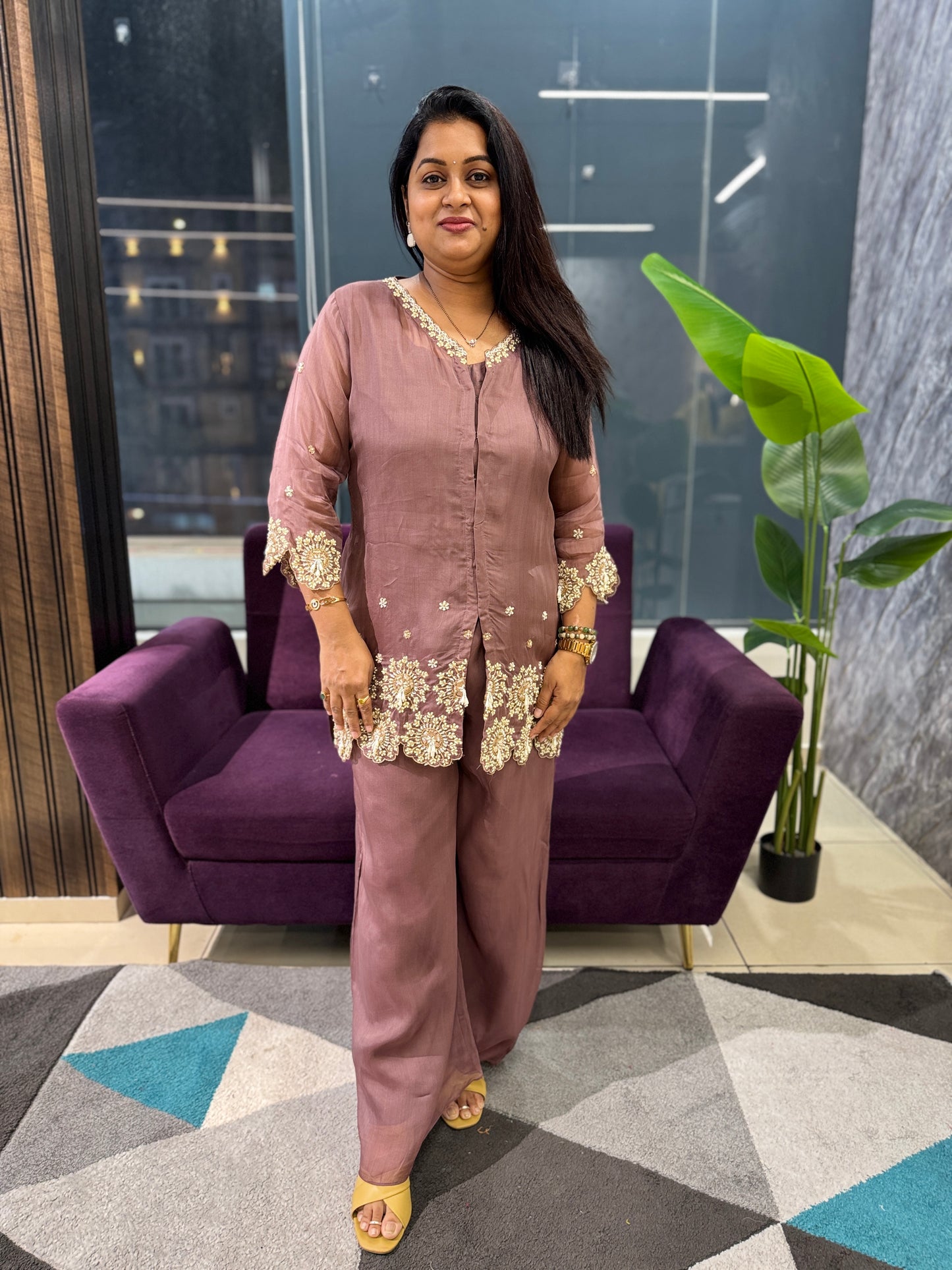 Designer Co-Ordset  with bustier and heavy handwork