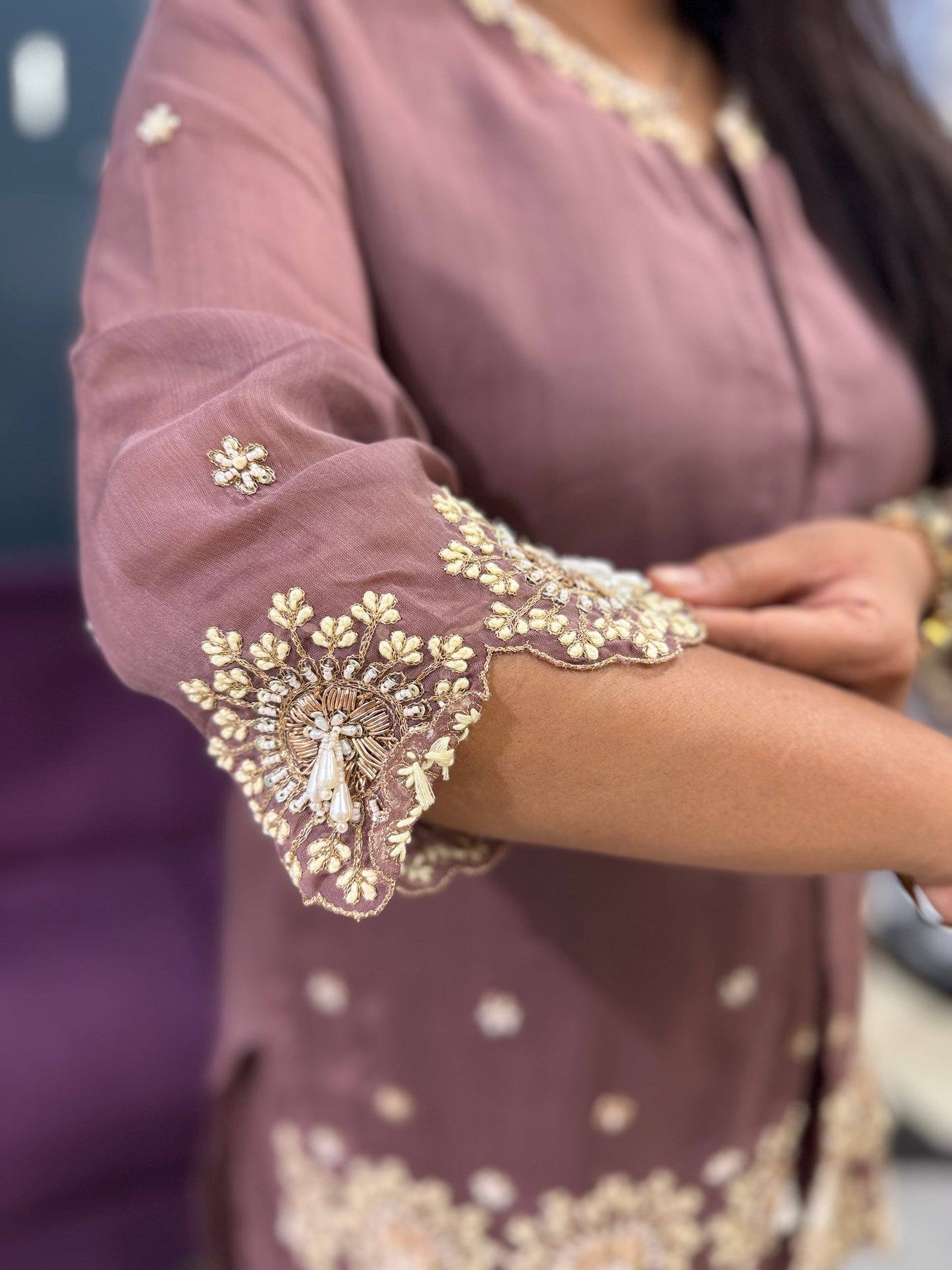 Designer Co-Ordset  with bustier and heavy handwork