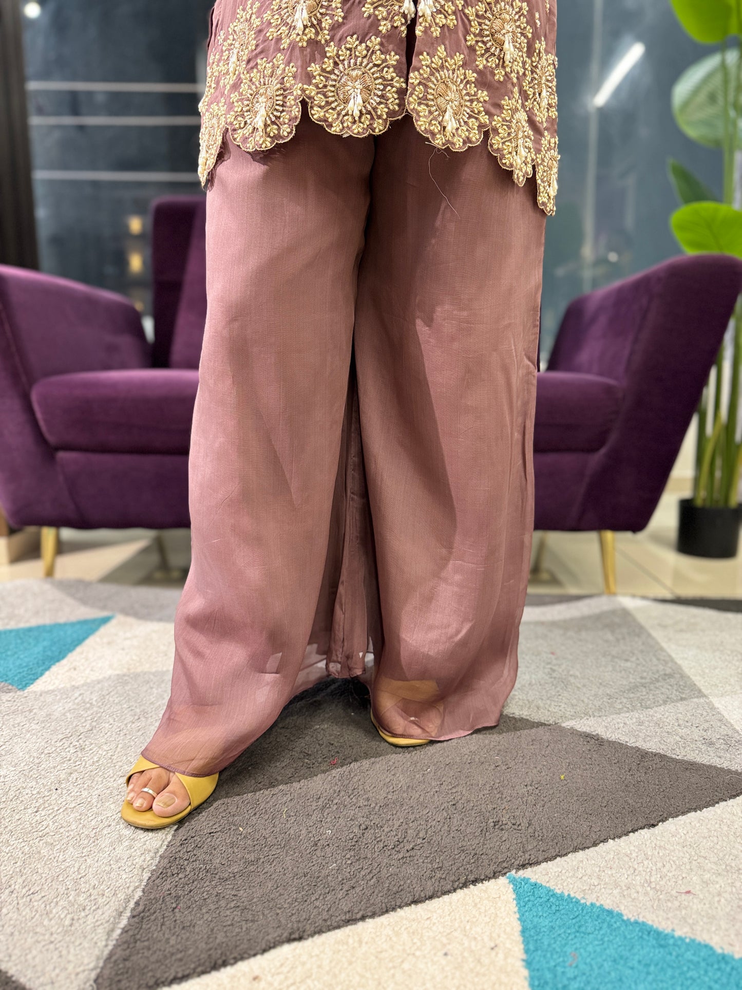 Designer Co-Ordset  with bustier and heavy handwork