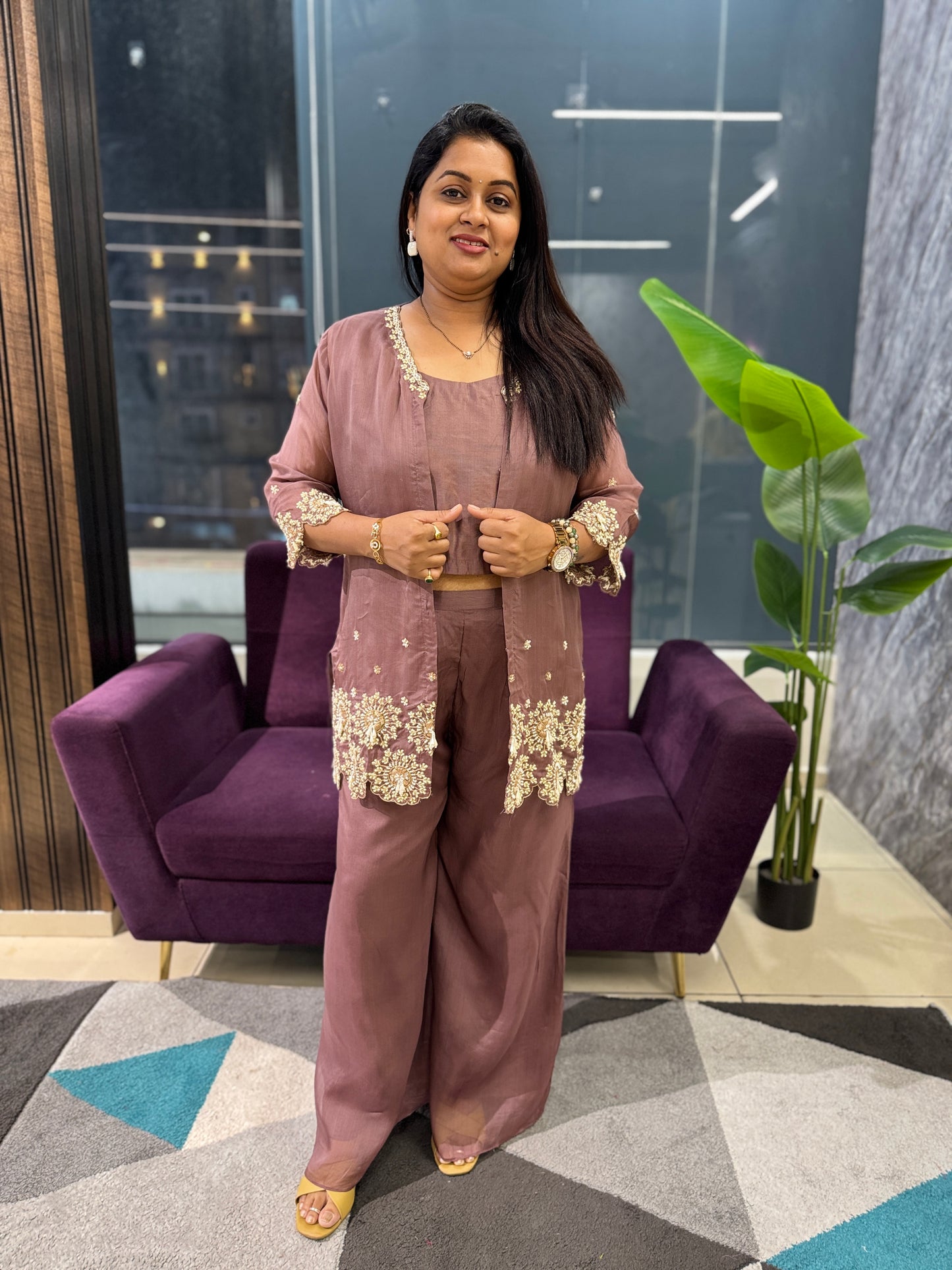 Designer Co-Ordset  with bustier and heavy handwork