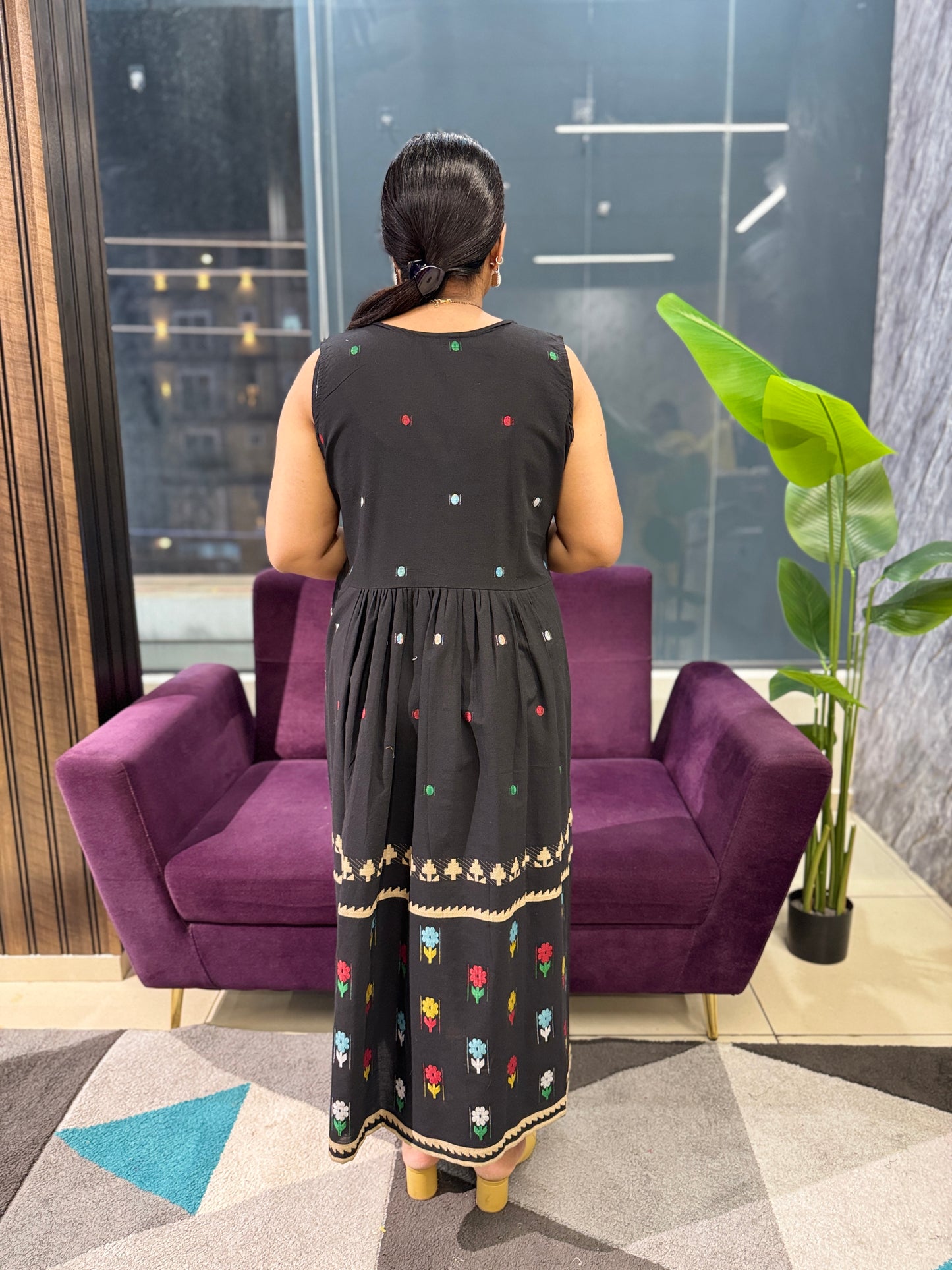 Jamdhani jacket Pattern cotton frock