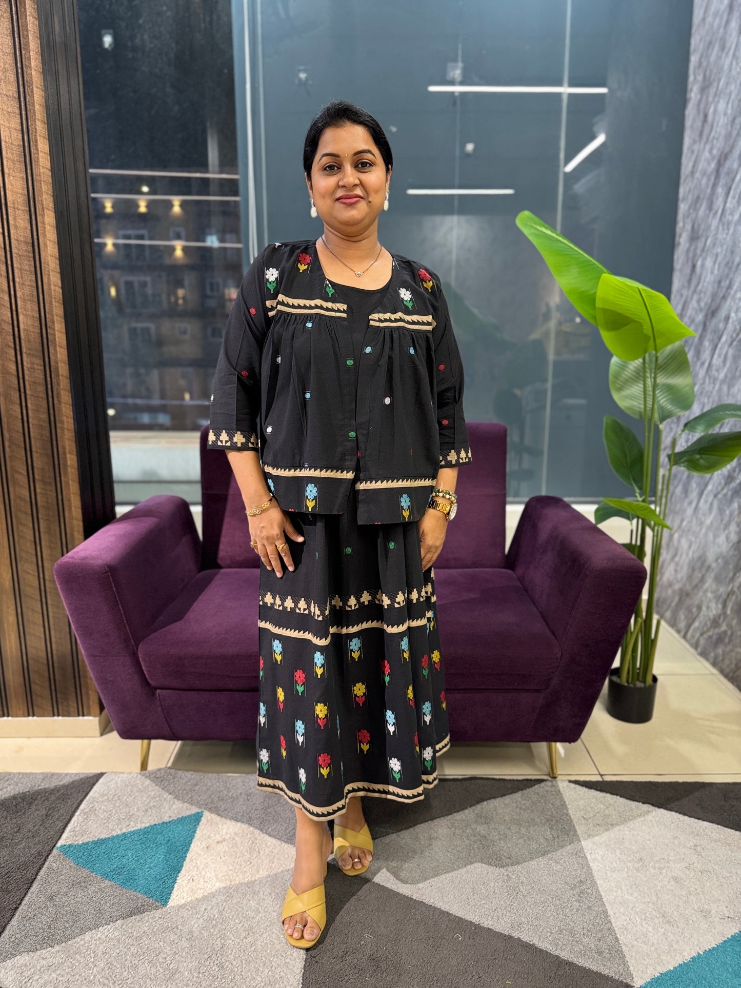 Jamdhani jacket Pattern cotton frock