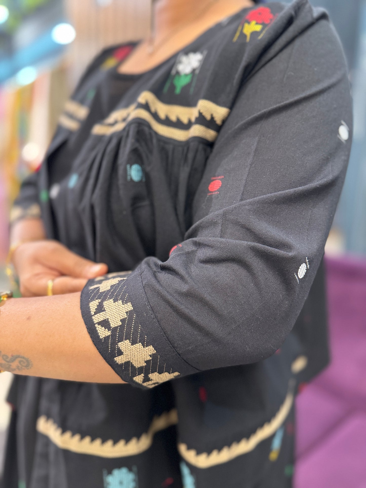 Jamdhani jacket Pattern cotton frock