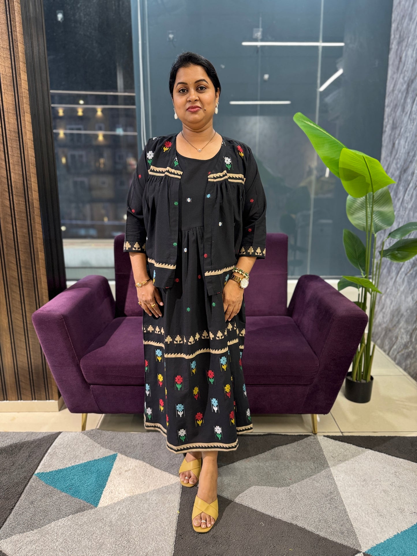 Jamdhani jacket Pattern cotton frock