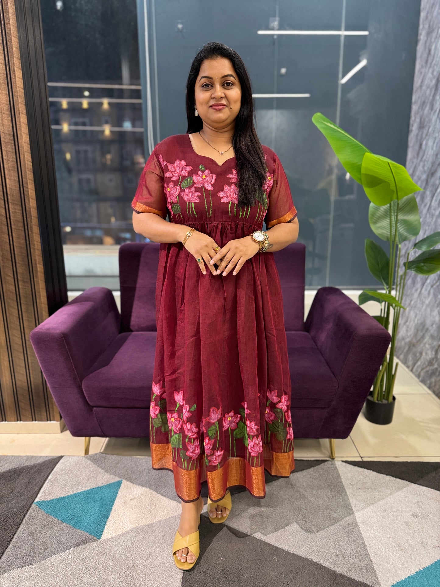 Jamdhani Handpainted frock