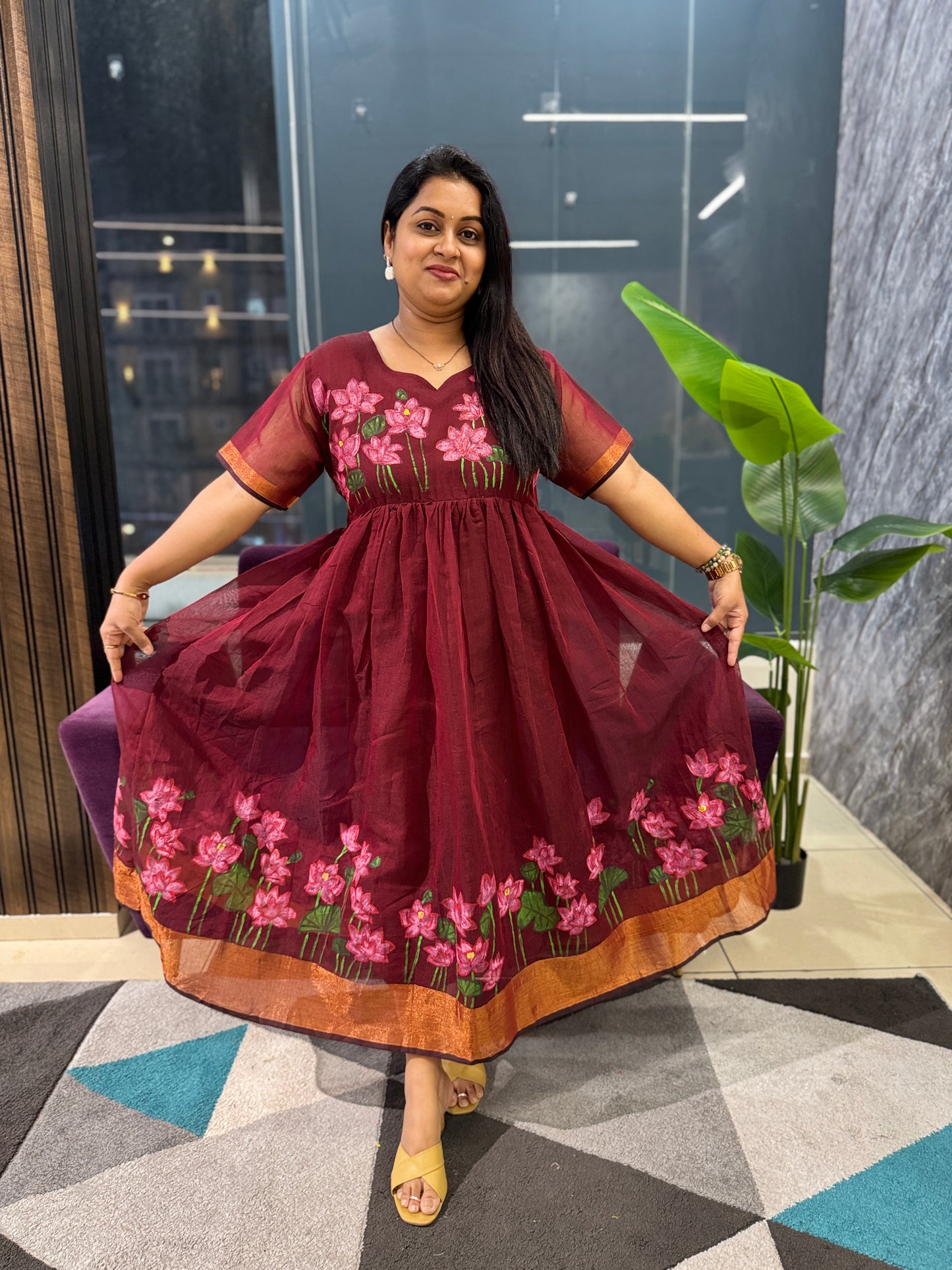 Jamdhani Handpainted frock