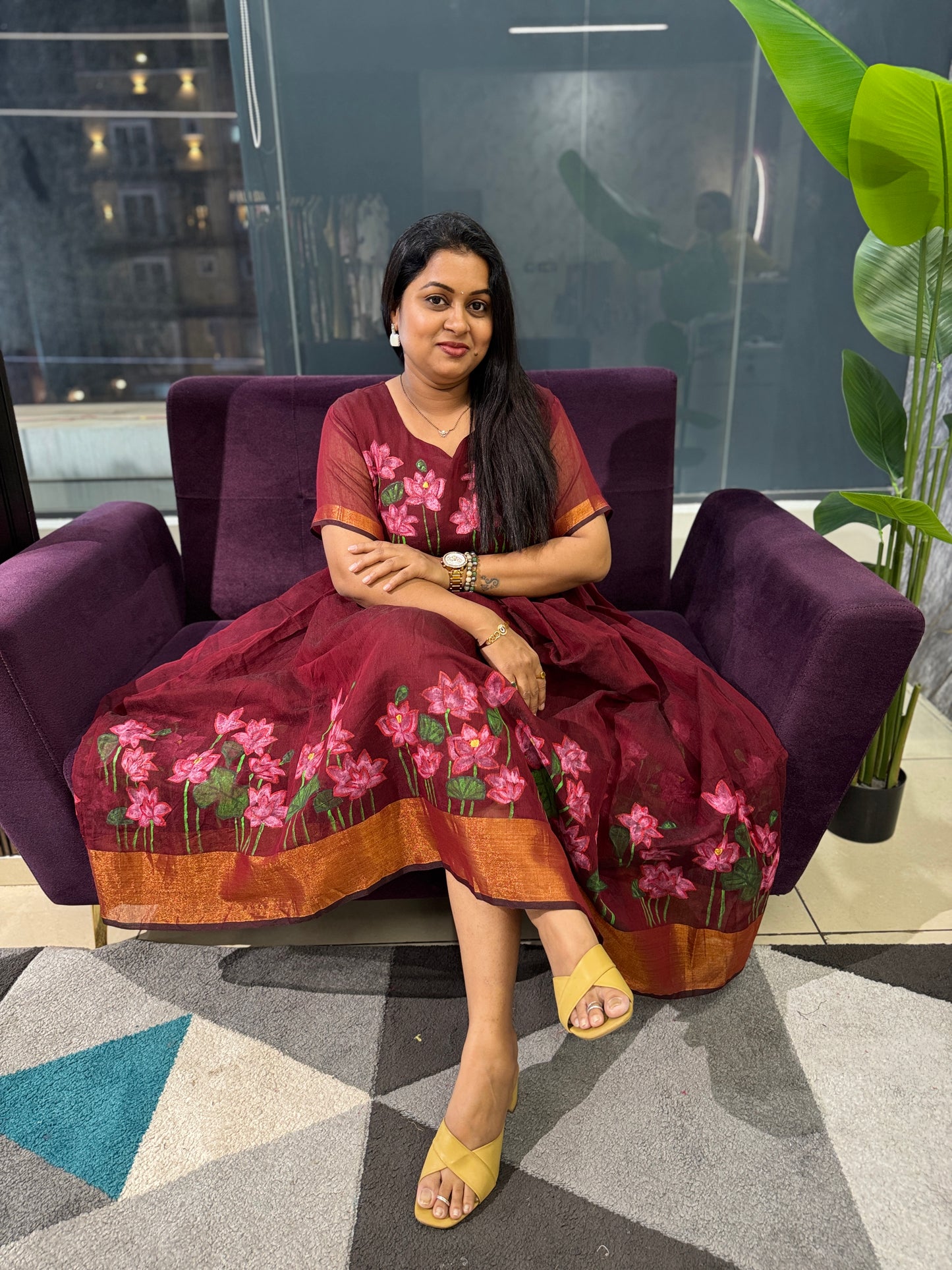 Jamdhani Handpainted frock