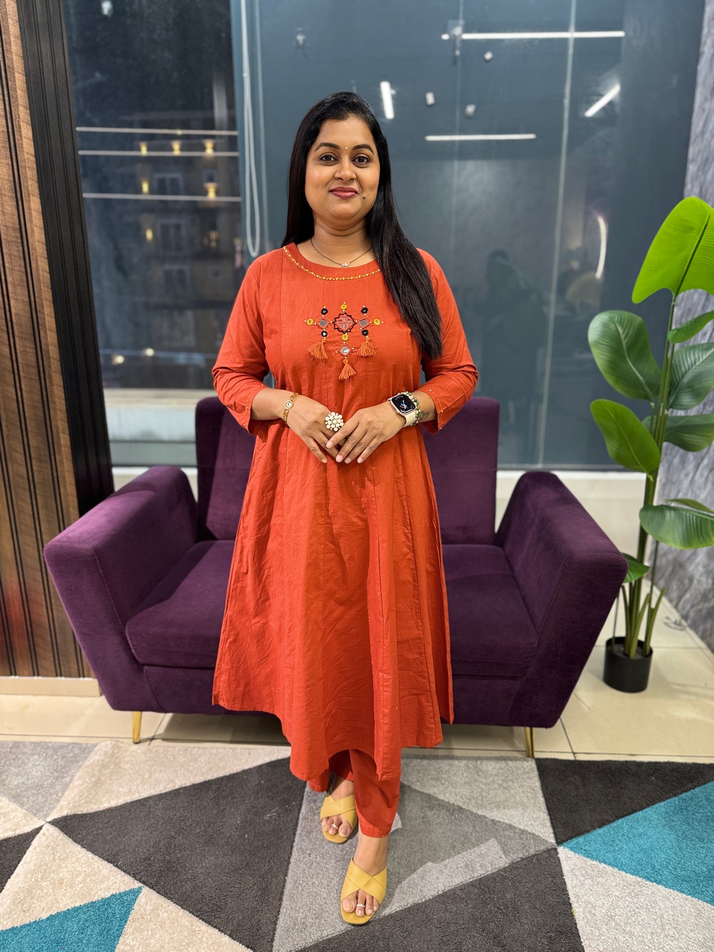 Bottle Green Kali Pattern Kurti Pant dupatta set