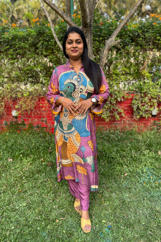 Kalamkari Pure Maslin Kurti Pant set