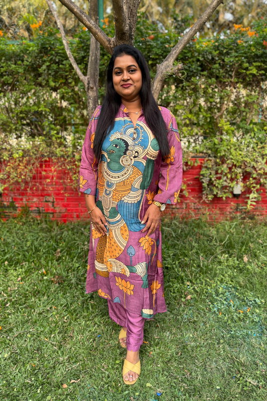 Kalamkari Pure Maslin Kurti Pant set