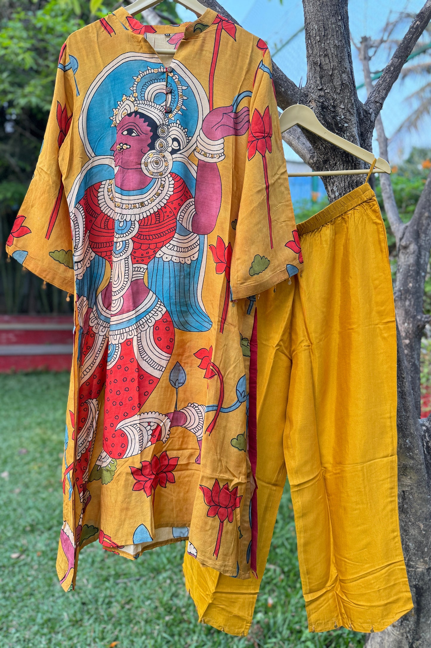 Kalamkari Pure Maslin Kurti Pant set