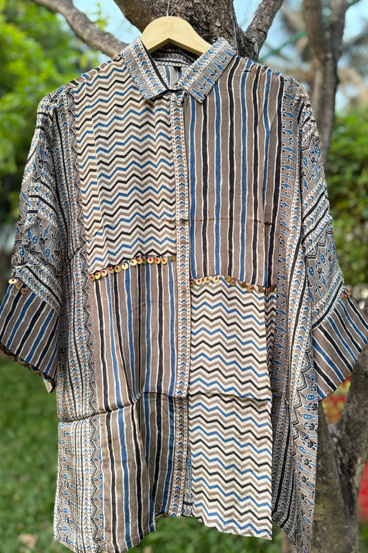 Premium Ajrakh Shirt in Geometrical Print
