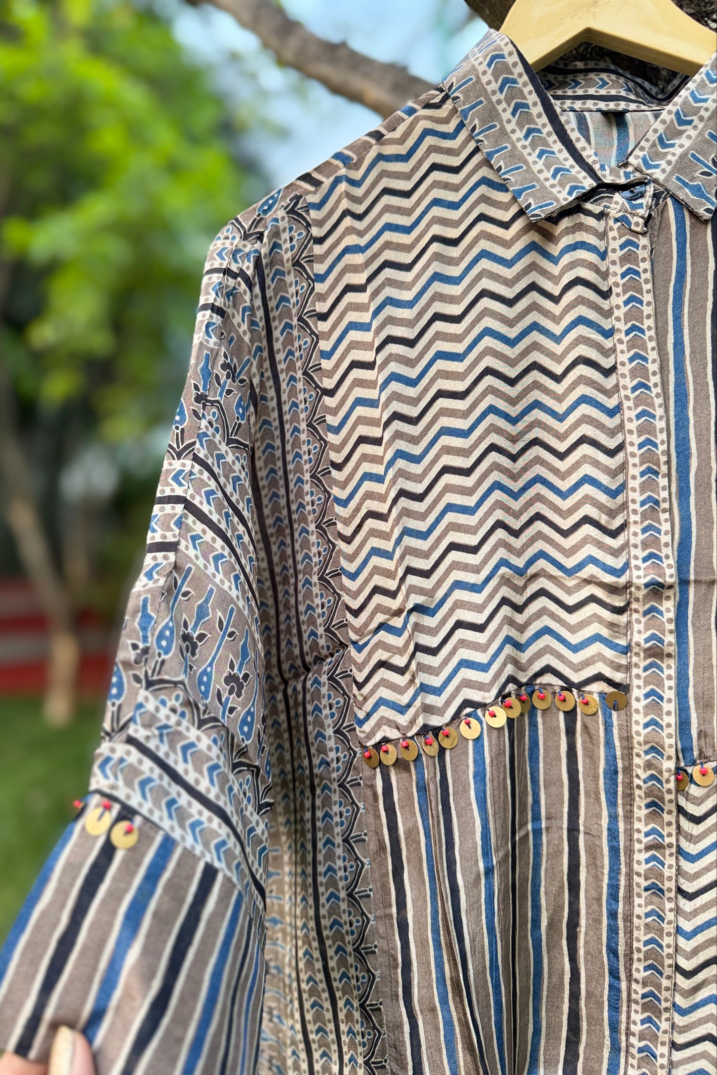 Premium Ajrakh Shirt in Geometrical Print