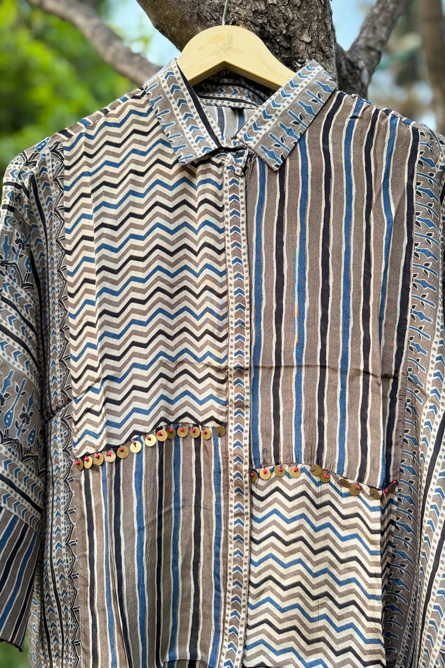 Premium Ajrakh Shirt in Geometrical Print