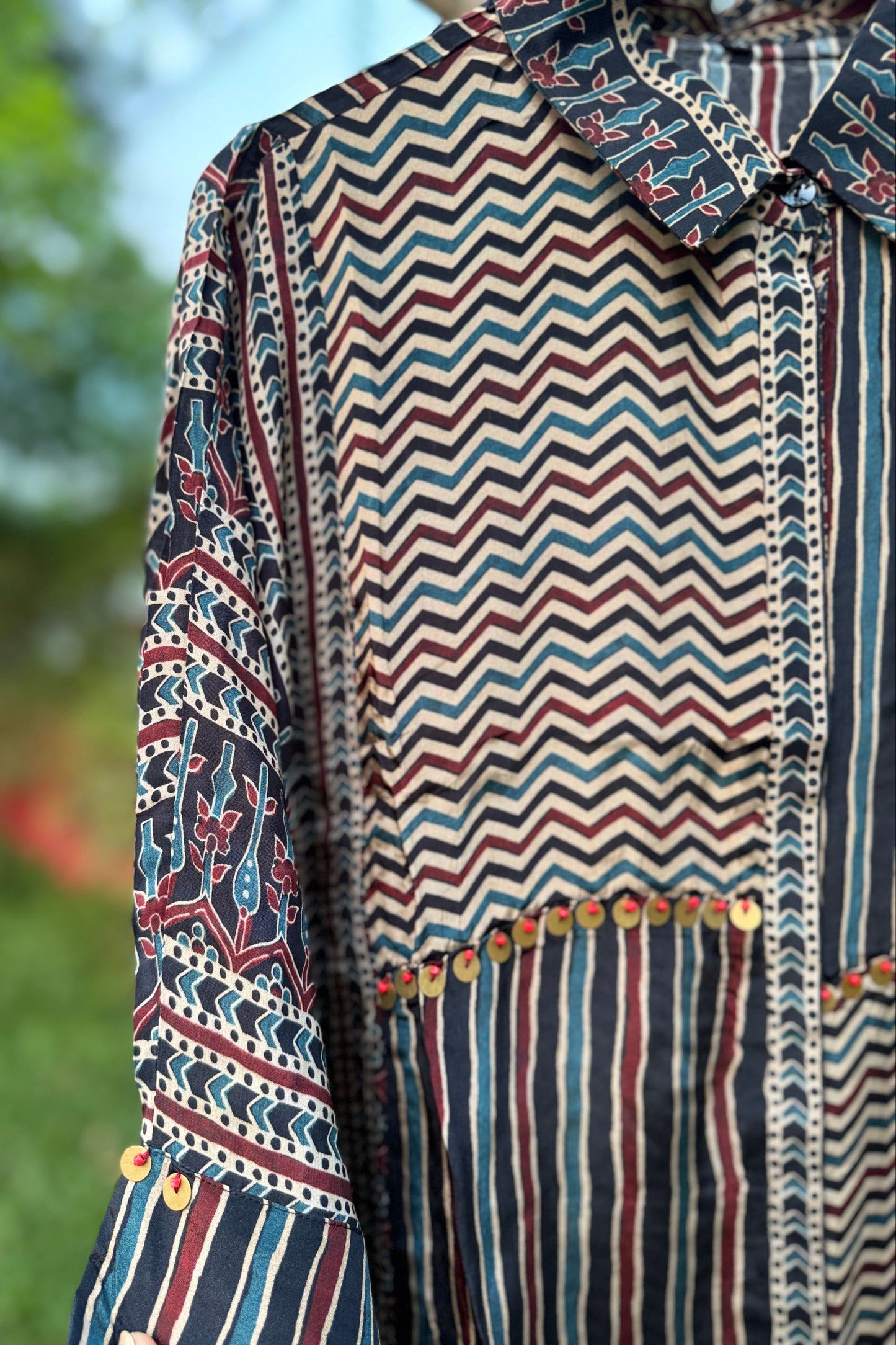 Premium Ajrakh Shirt in Geometrical Print