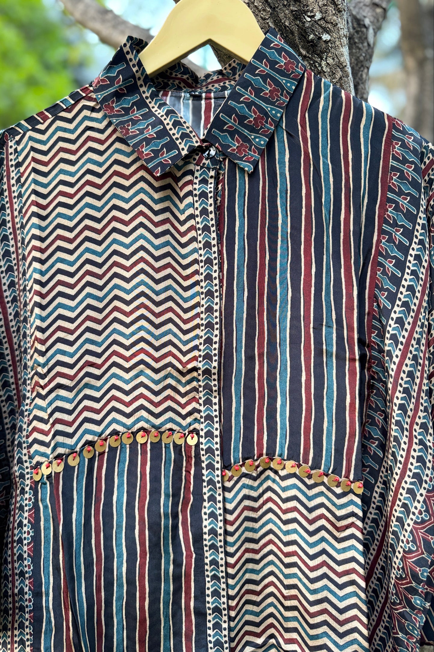 Premium Ajrakh Shirt in Geometrical Print