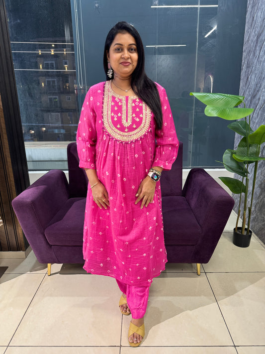 Mulchanderi Zari work suit set