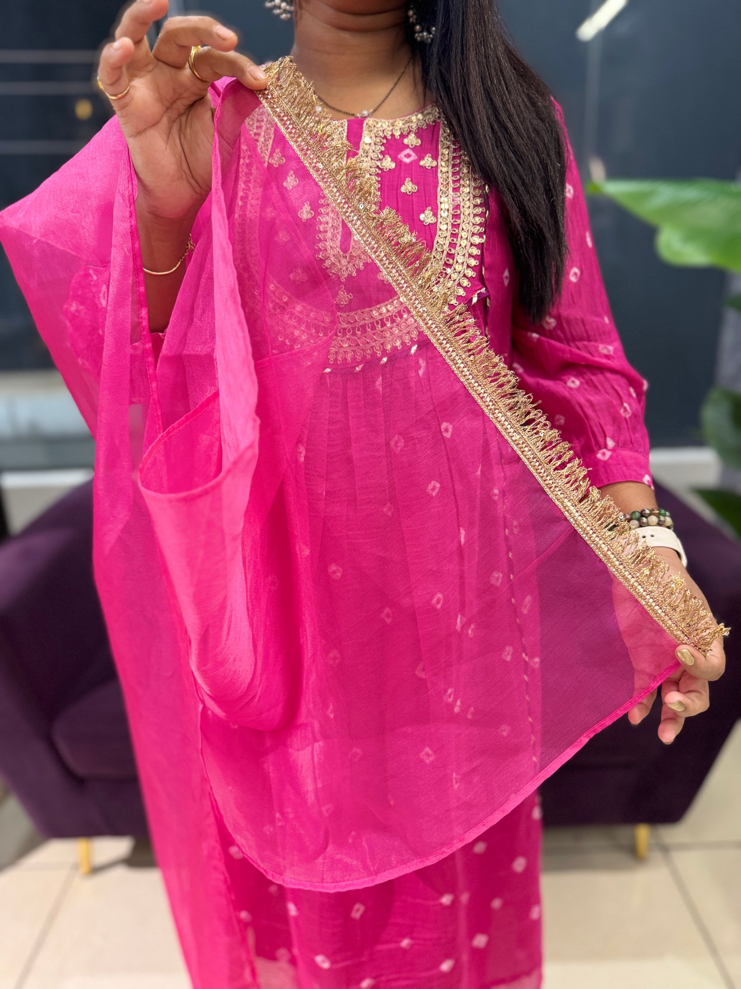 Mulchanderi Zari work suit set
