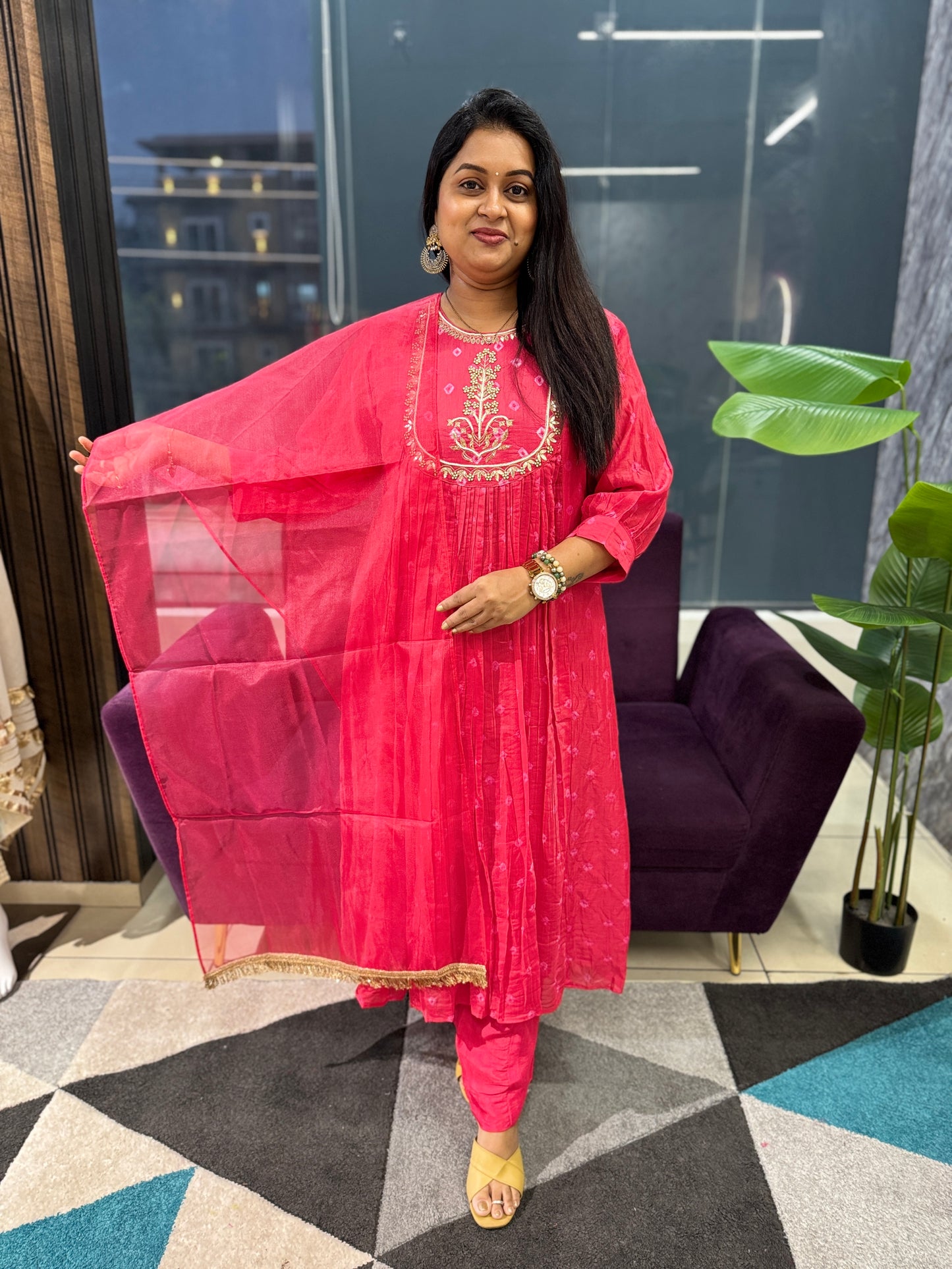 Mulchanderi Zari work suit set