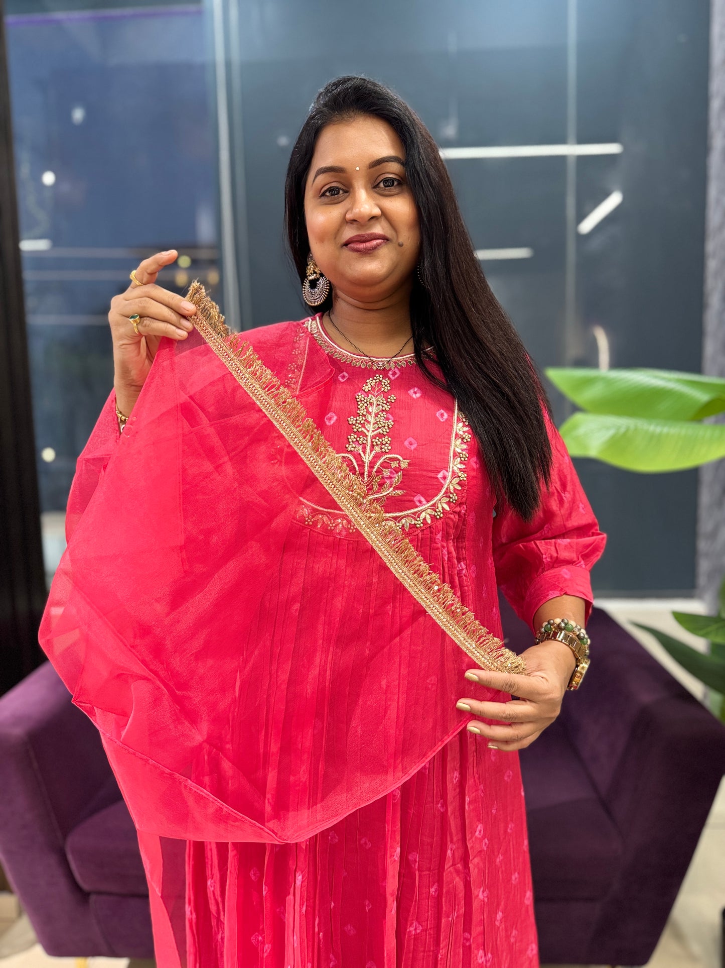Mulchanderi Zari work suit set