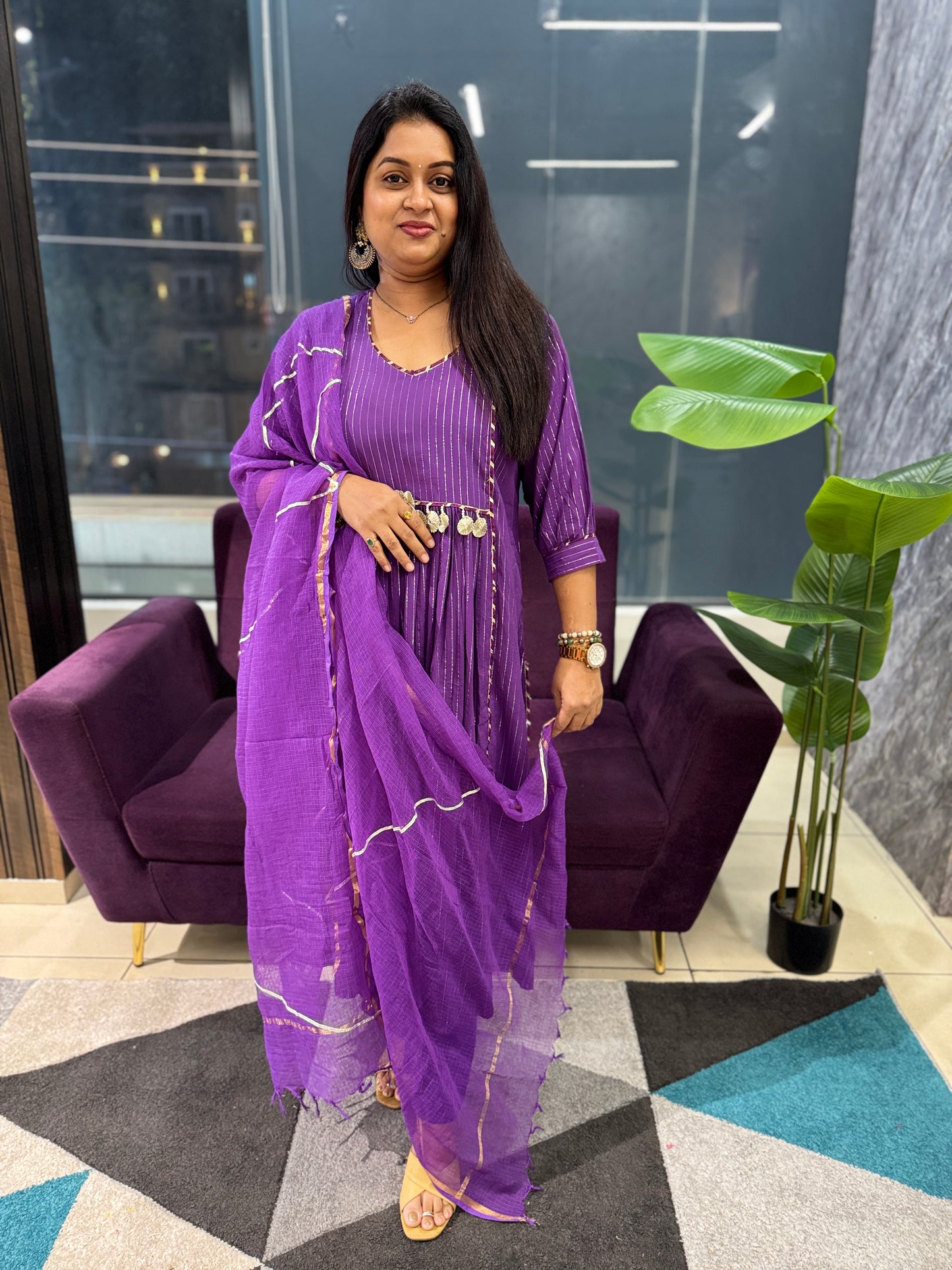 Lurex Cotton Suit Set