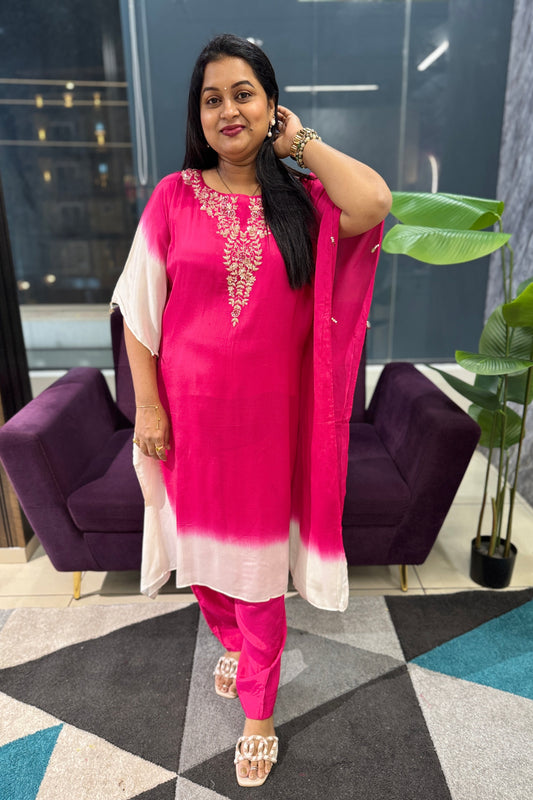 Pink Ombre Shade Handwork Kaftan