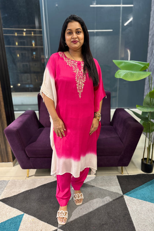 Pink Ombre Shade Handwork Kaftan