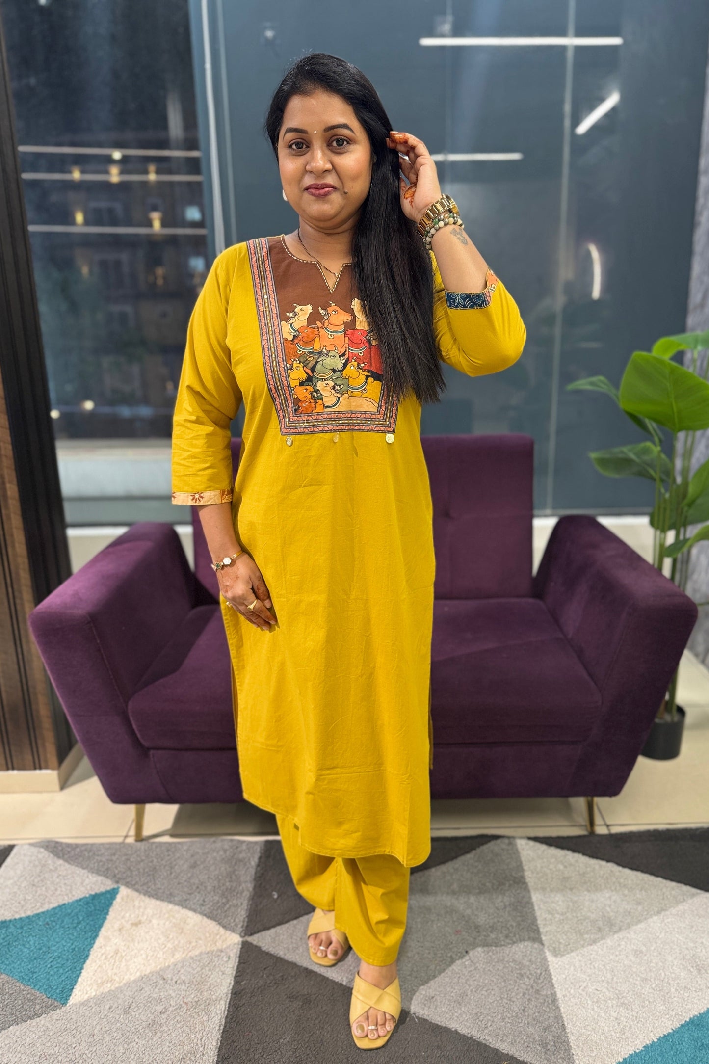 Pichwai Print Suit Set with Printed Dupatta