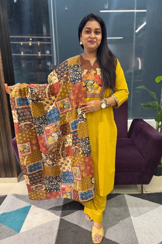 Pichwai Print Suit Set with Printed Dupatta