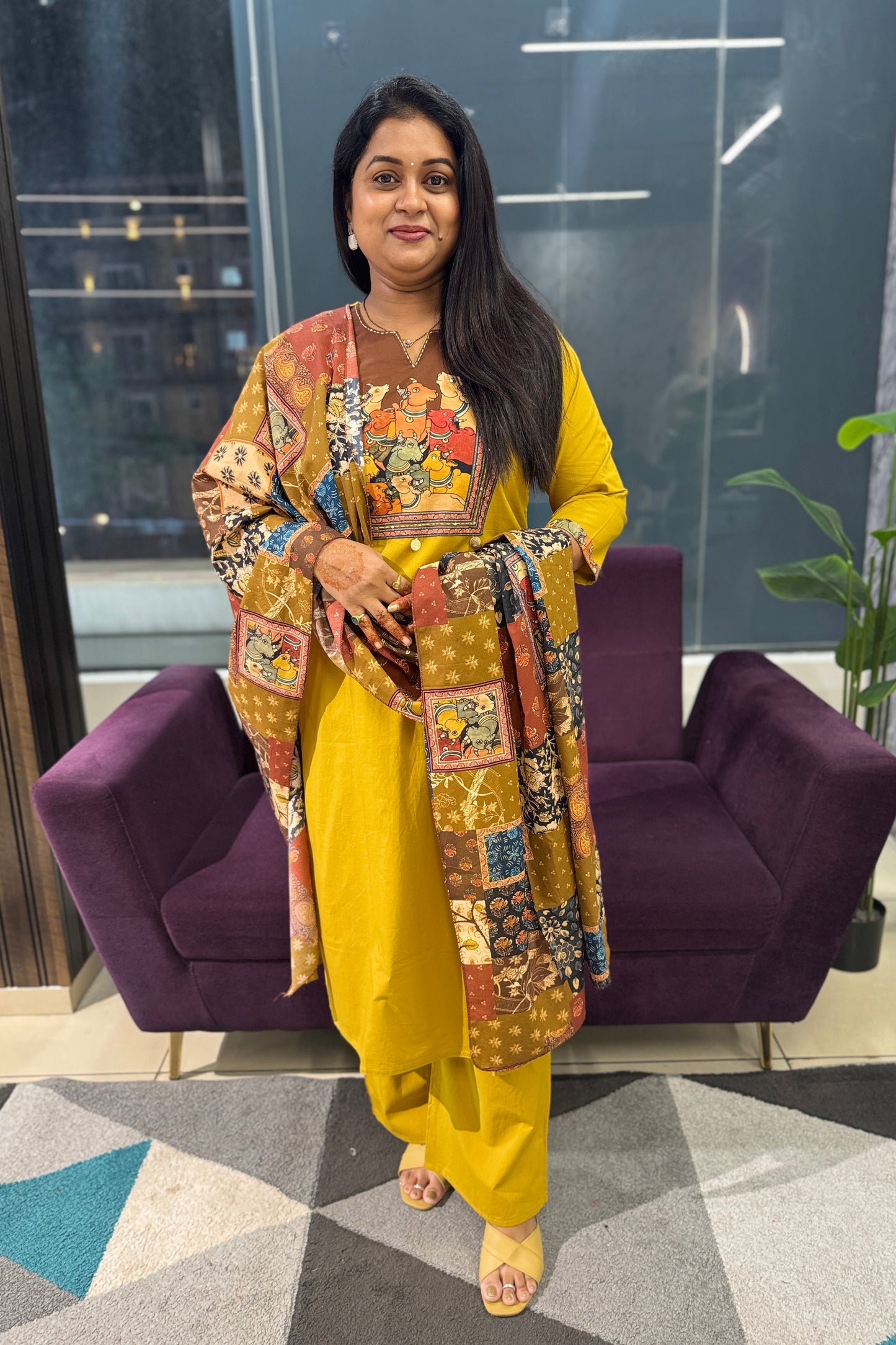 Pichwai Print Suit Set with Printed Dupatta