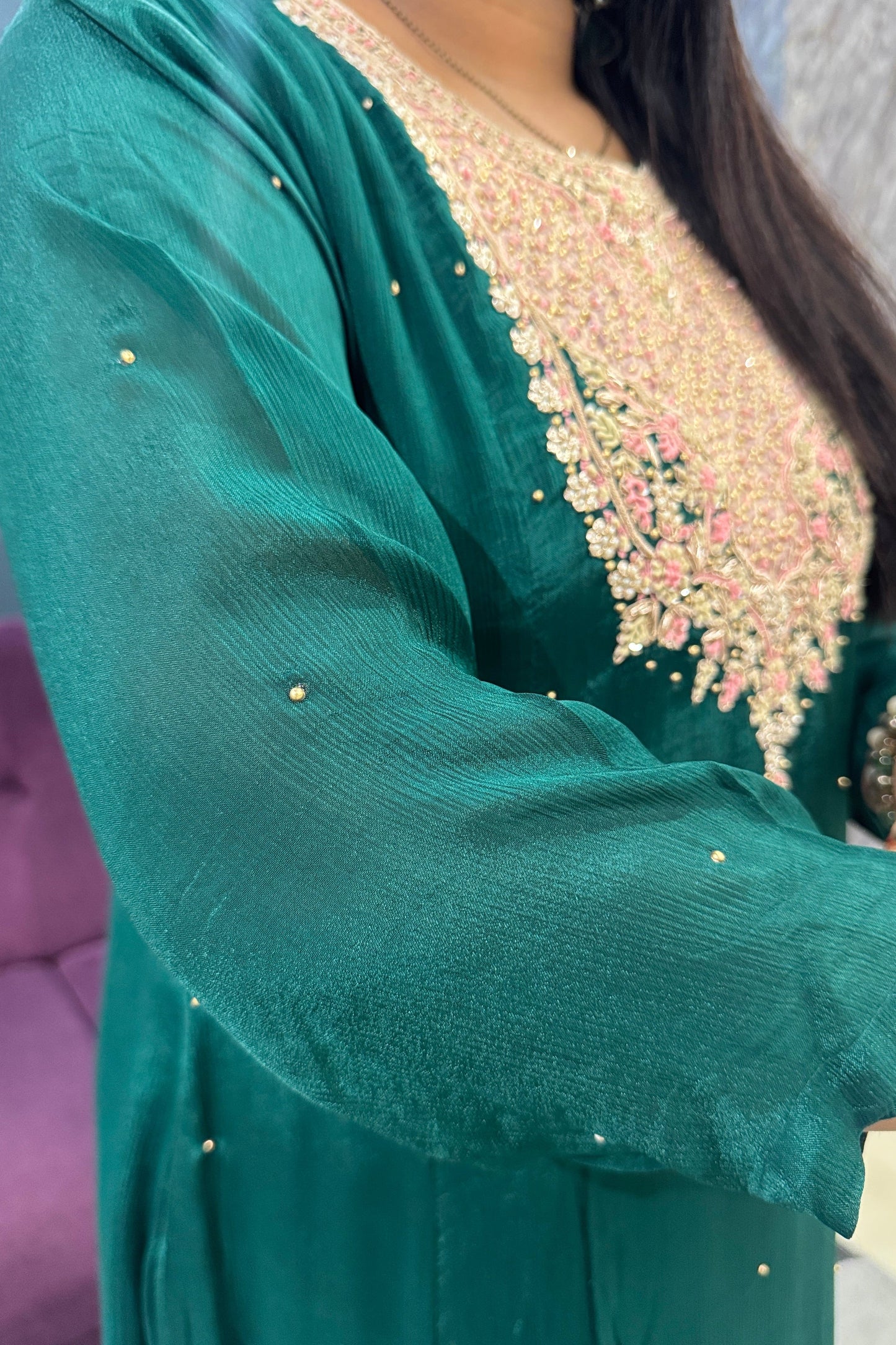 Pure Chinnon Handwork Designer Suit Set