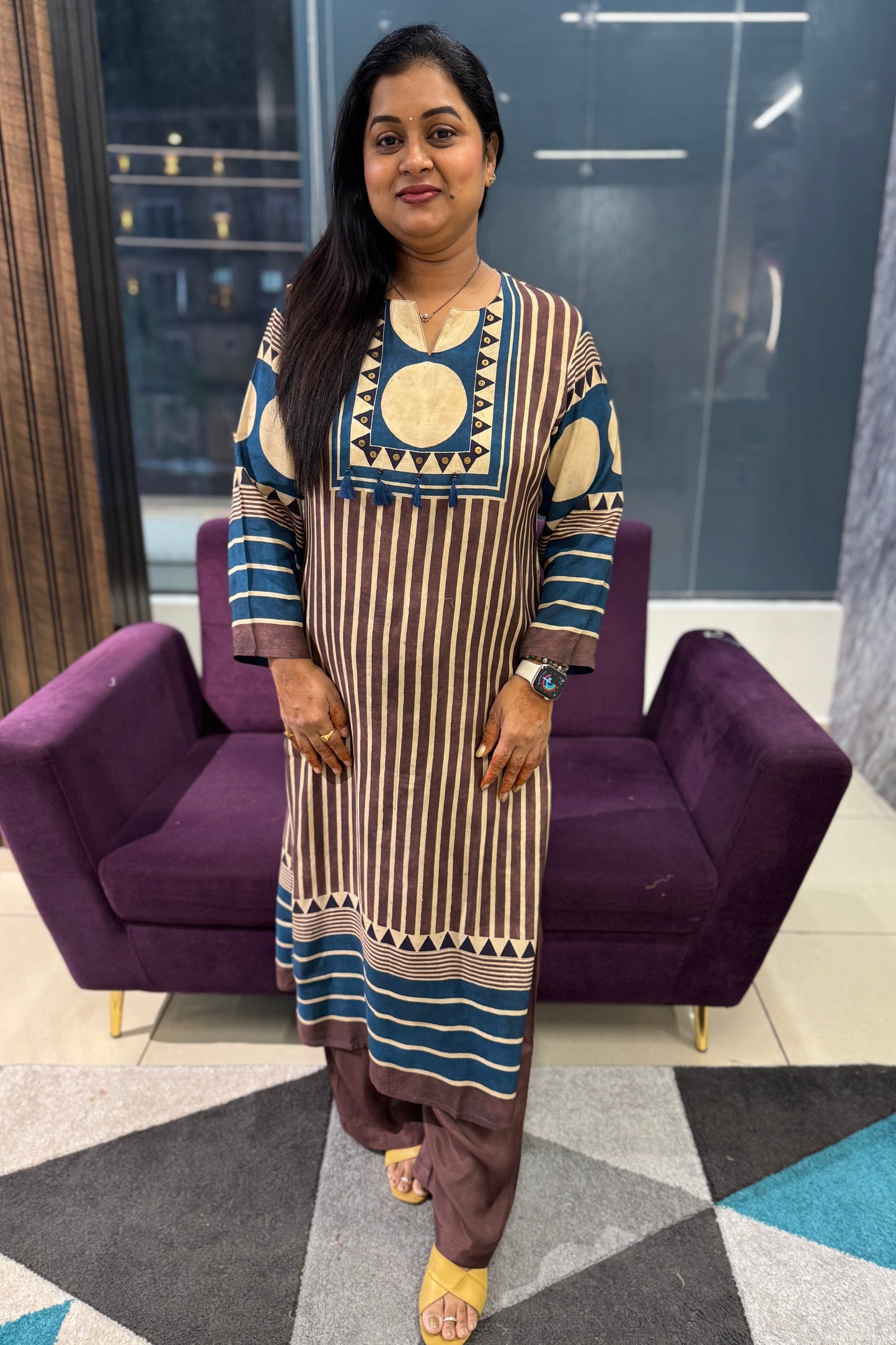 Ajrakh Pattern Maslin Kurti Pant