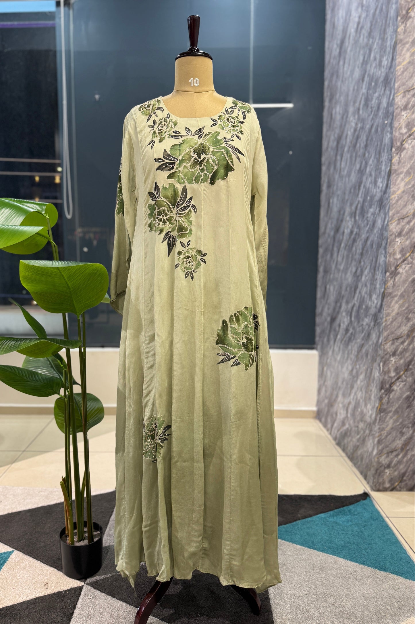 Handpaint Chinnon Handwork Designer Anarkali