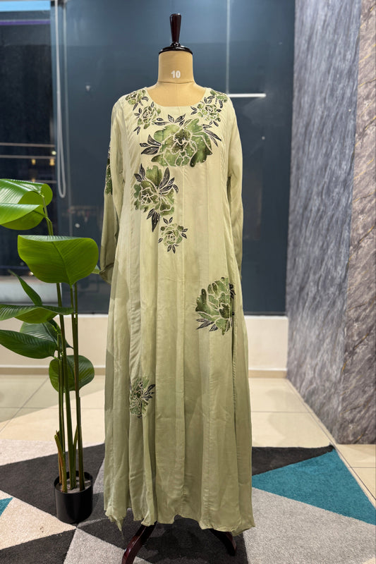 Handpaint Chinnon Handwork Designer Anarkali