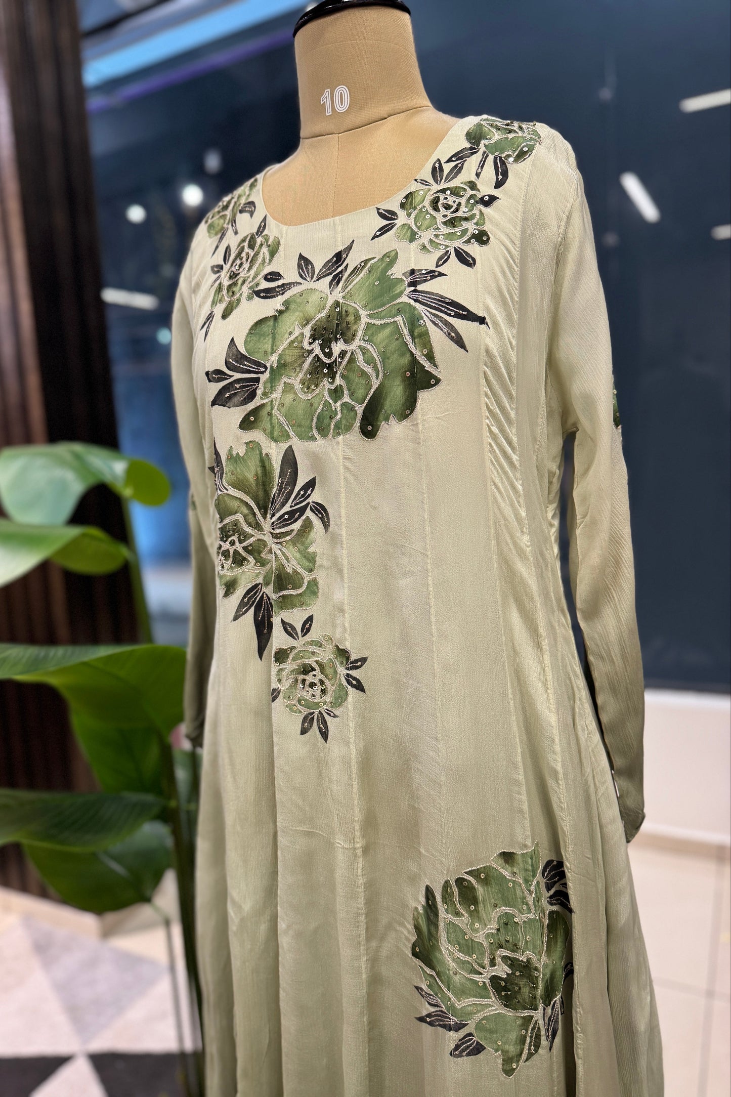 Handpaint Chinnon Handwork Designer Anarkali