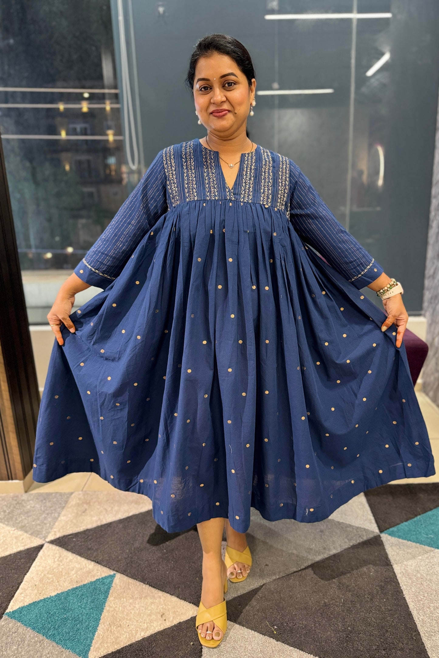 Flared Jamdhani Cotton Frock