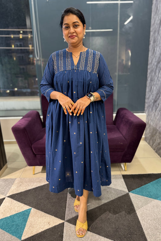 Flared Jamdhani Cotton Frock