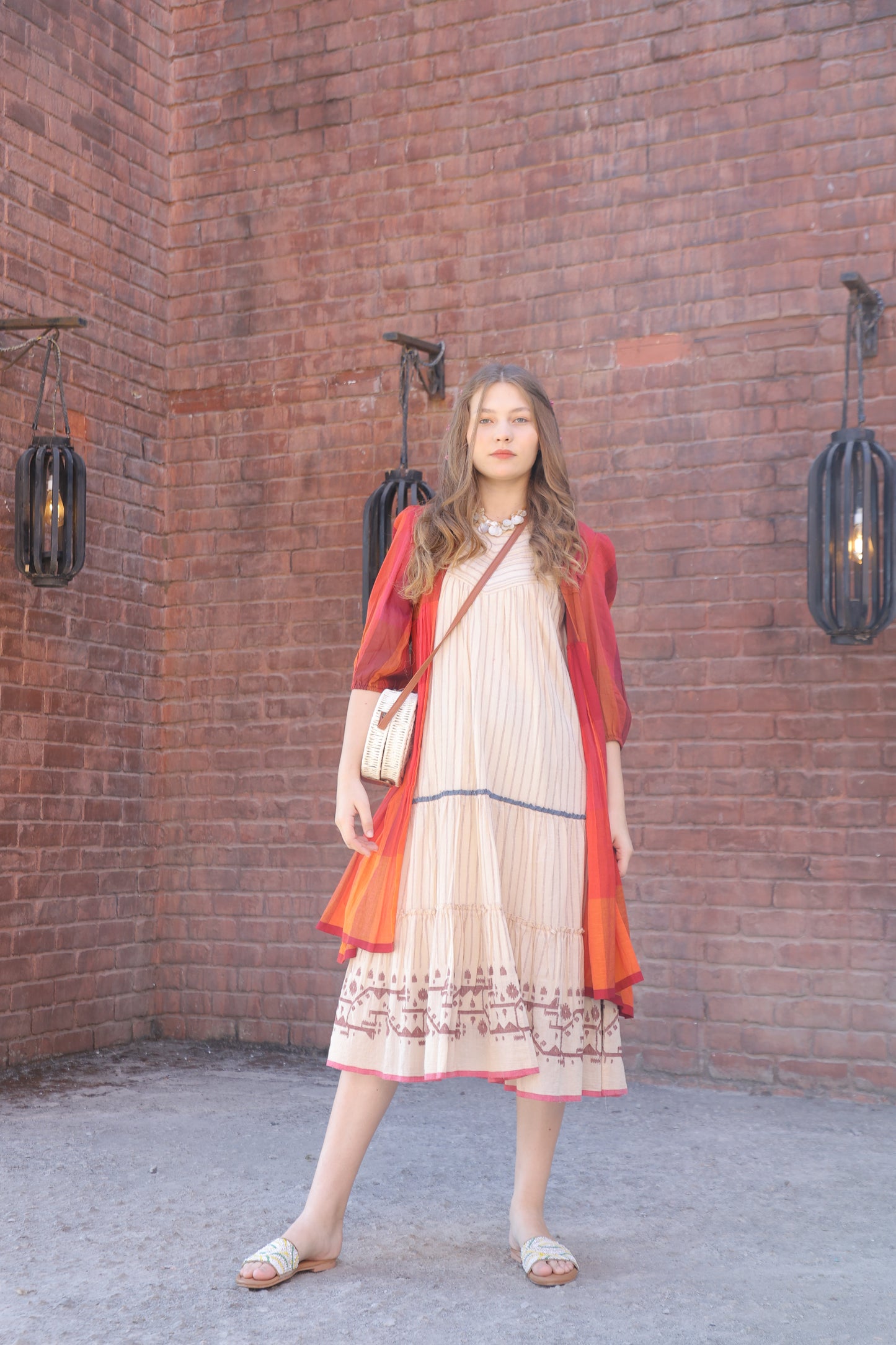 Jamdhani Mulcotton Shrug Pattern Frock