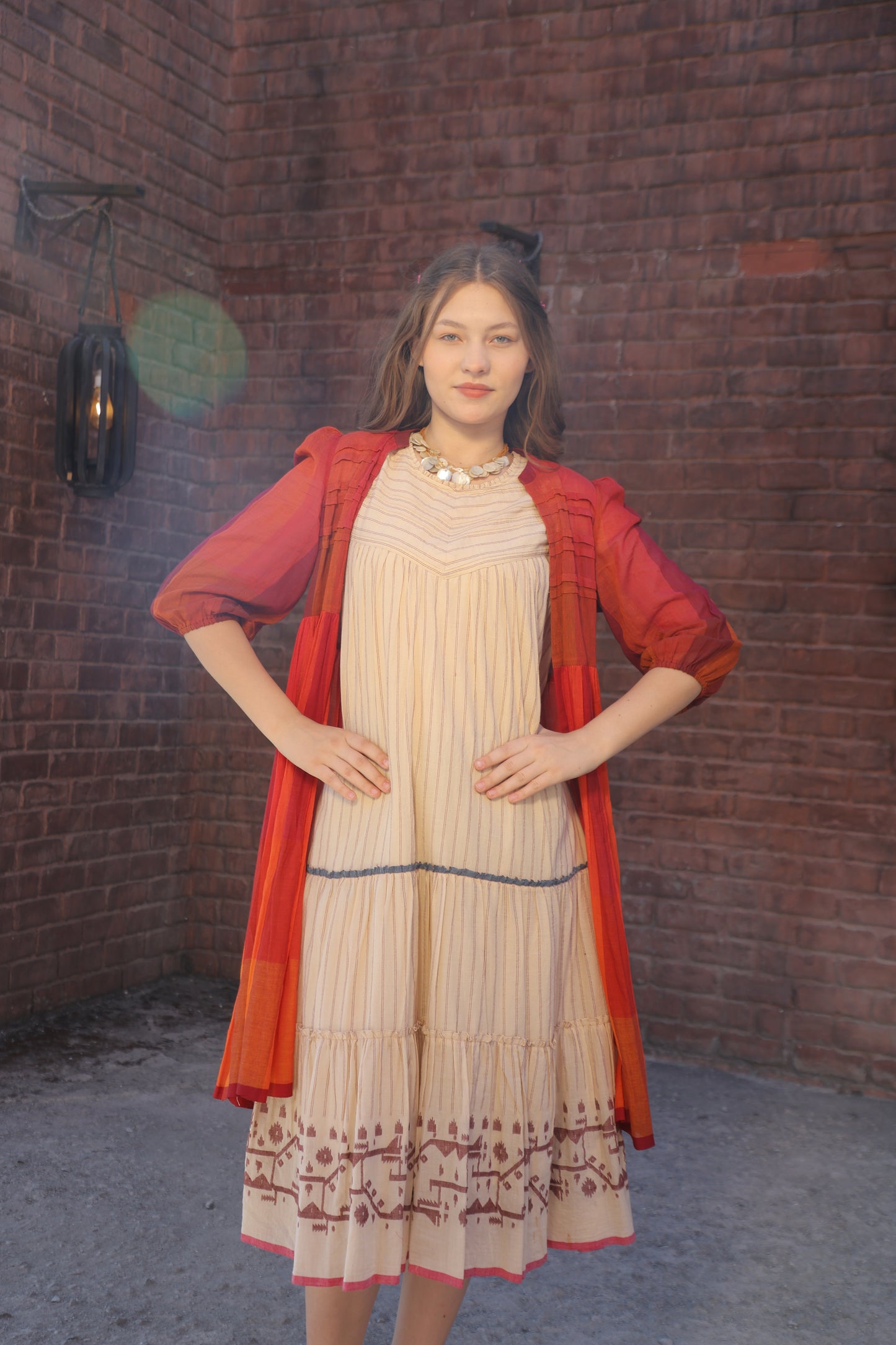 Jamdhani Mulcotton Shrug Pattern Frock