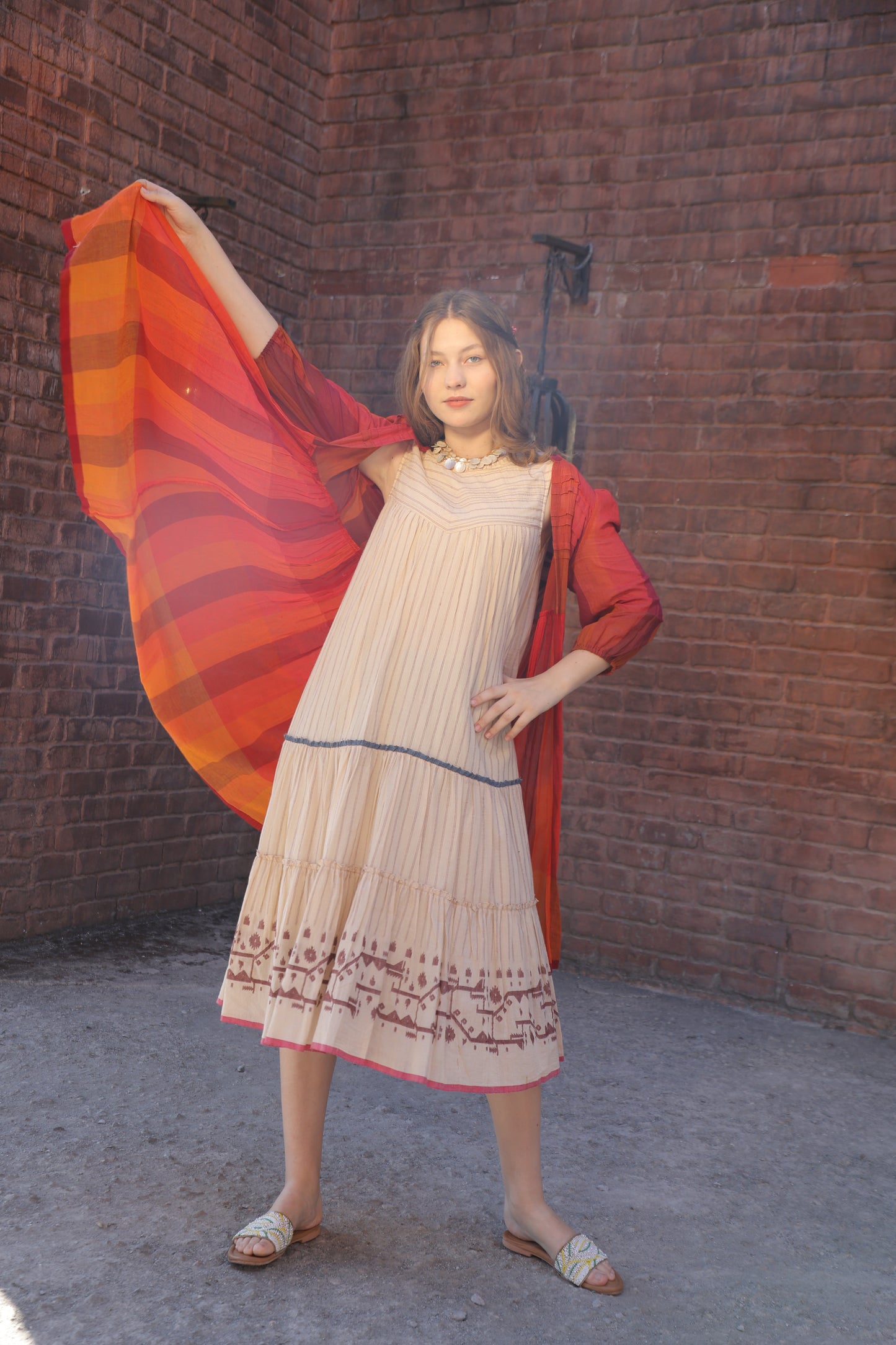Jamdhani Mulcotton Shrug Pattern Frock