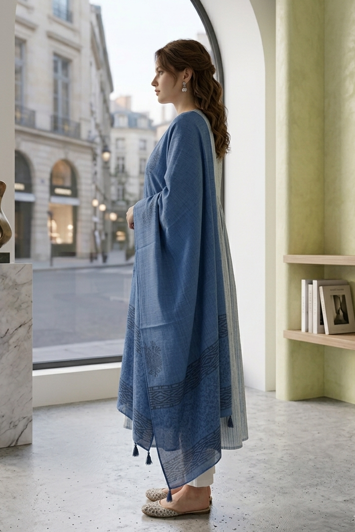 Alia Blue Cotton Suit with KotaDoriya Dupatta
