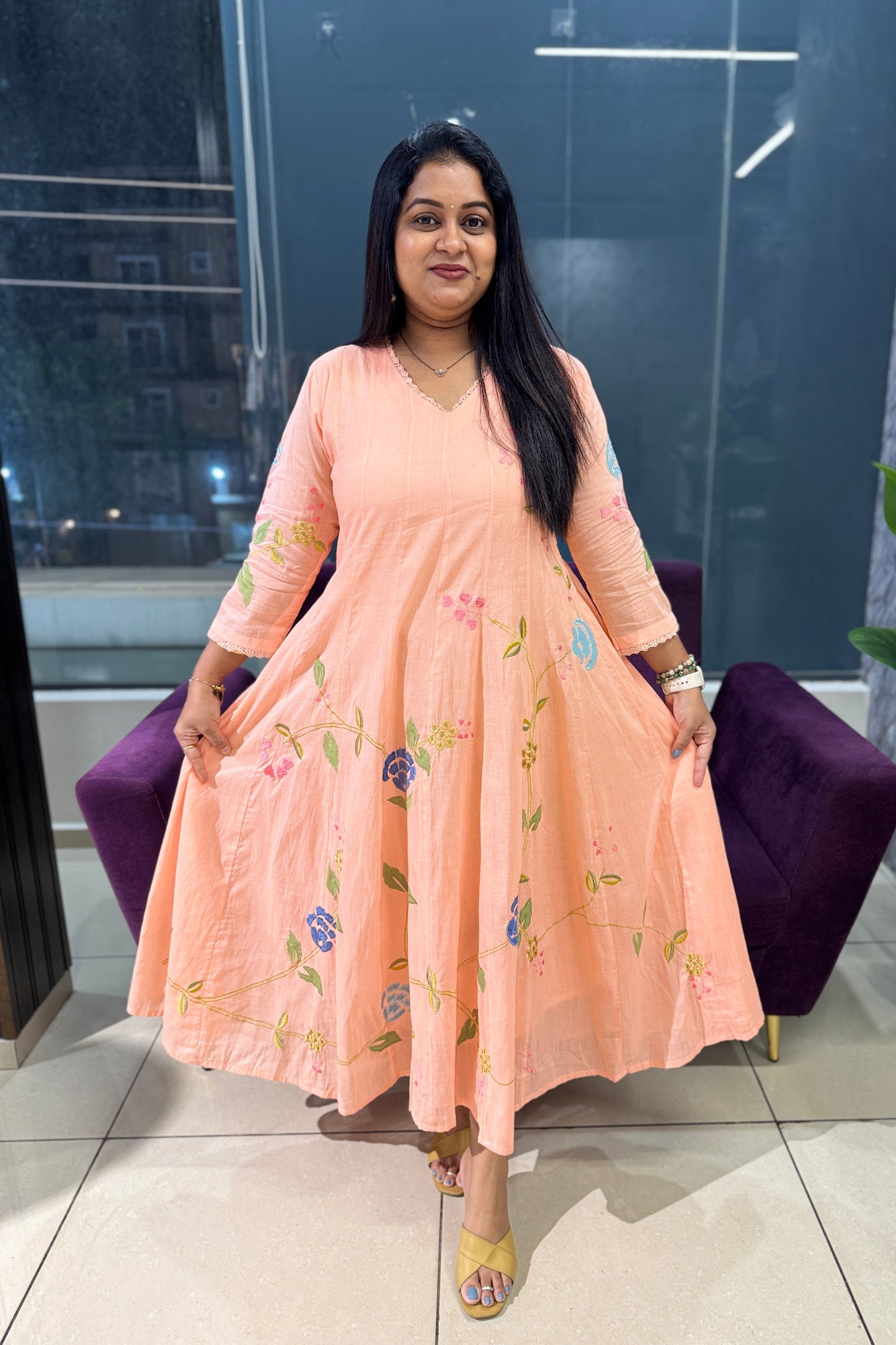 Applique kali Pattern Frock