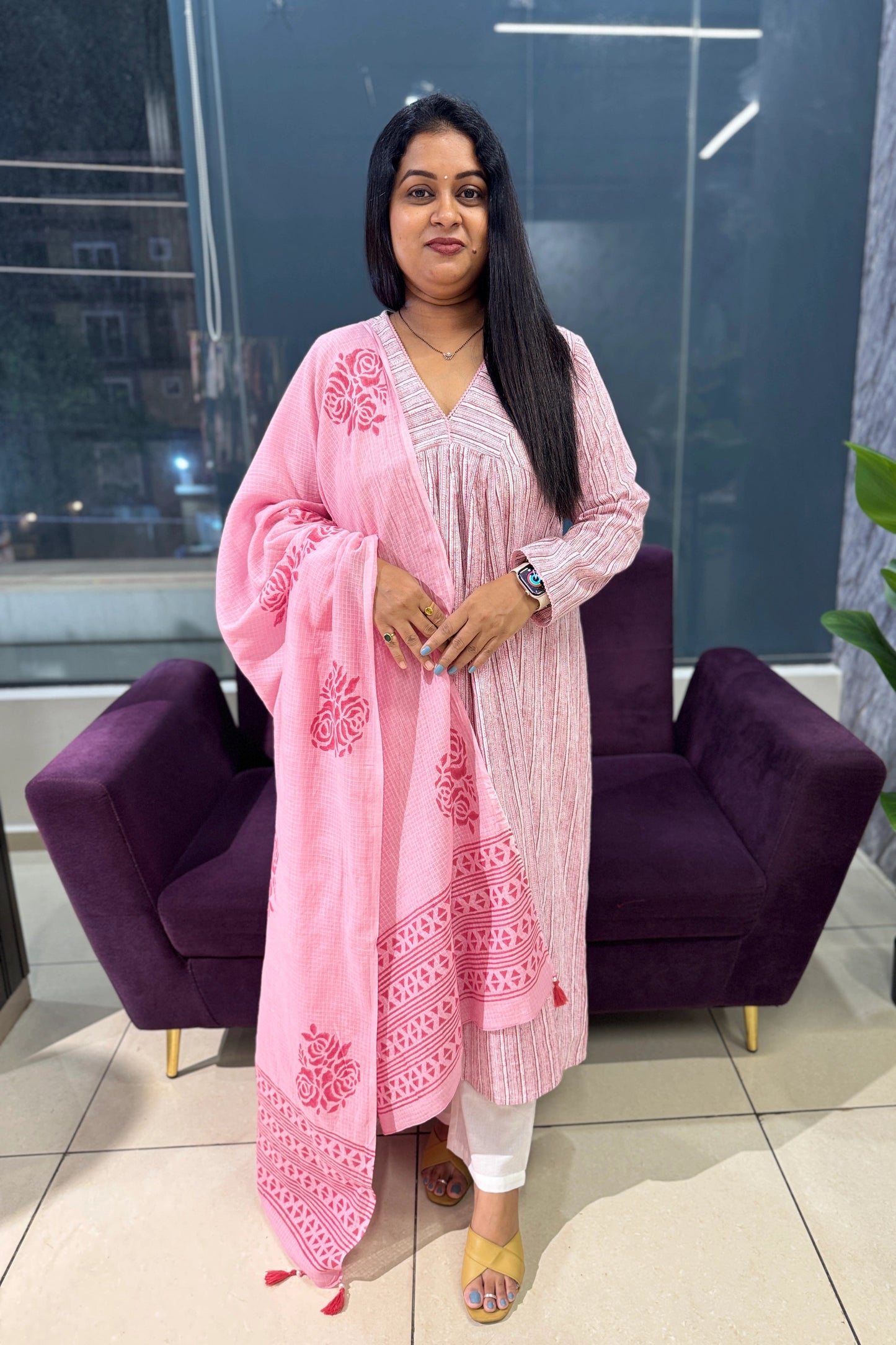 Alia Pink cotton with Kotadoriya dupatta