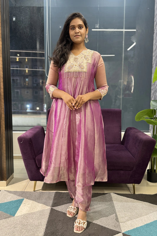 Fuchsia Glass Tissue Designer Suit Set